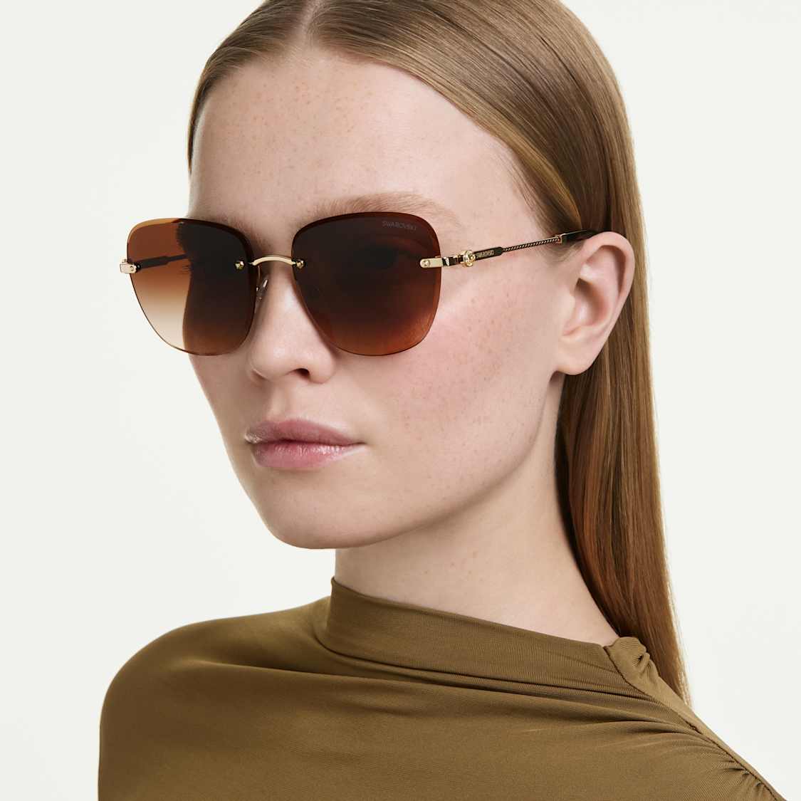 Sunglasses, Square shape, SK7043, Brown by SWAROVSKI