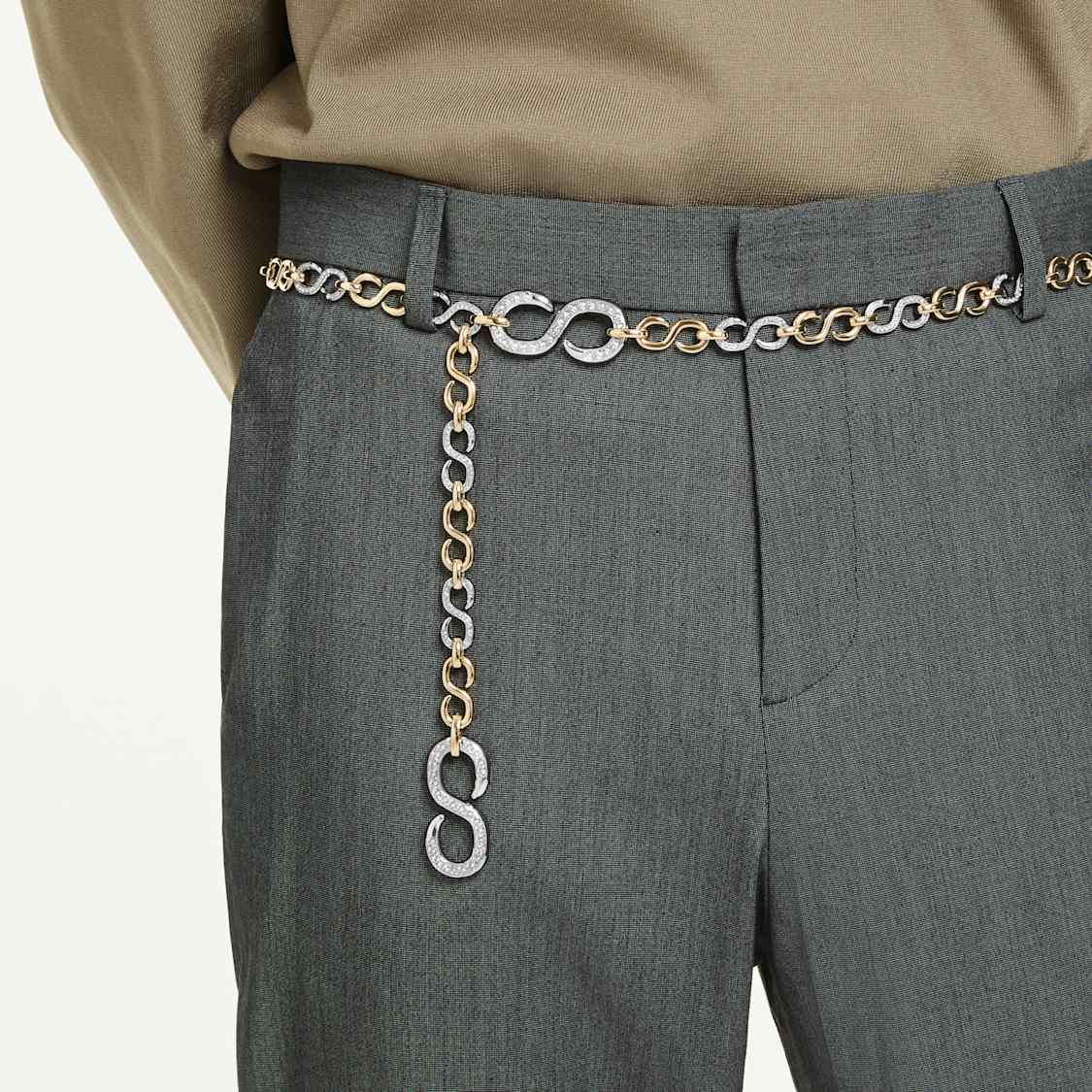 Dextera waist belt, White, Mixed metal finish by SWAROVSKI