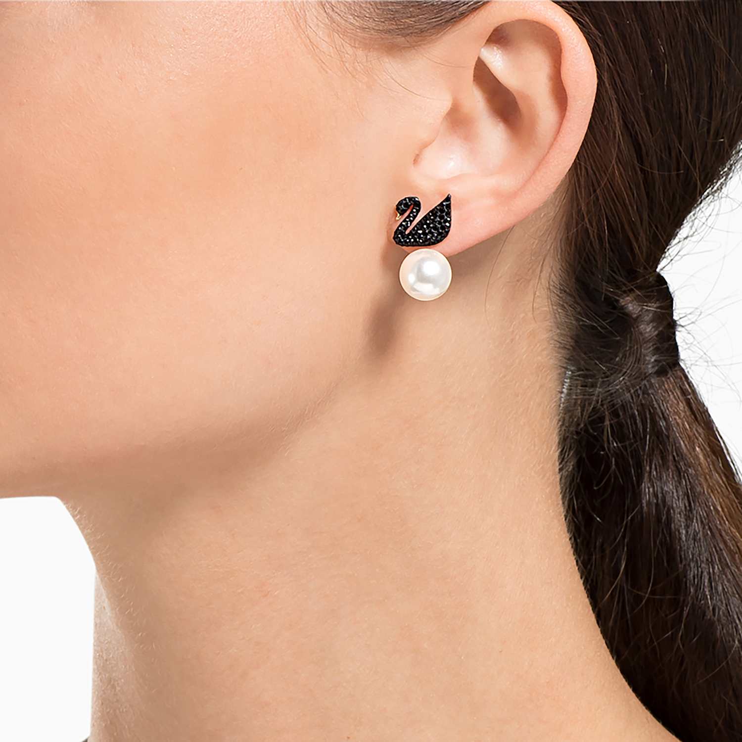 Swarovski Iconic Swan Igneli Kupe Gomlekleri Siyah Pembe Altin Rengi Kaplama