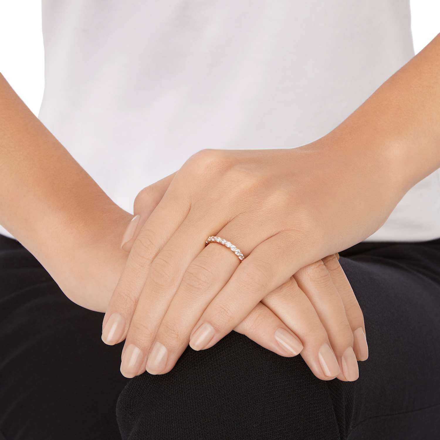 Vittore XL Ring, White, Rose-gold tone plated Vittore XL Ring, White, Rose-gold tone plated