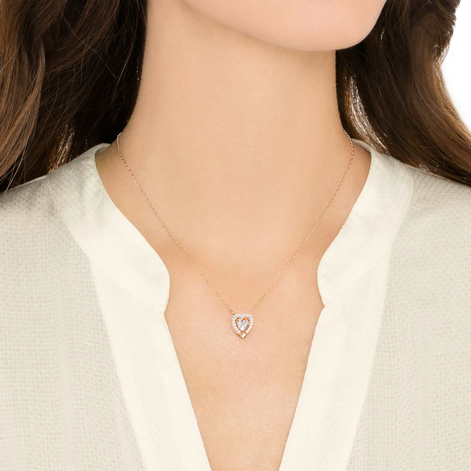 Swarovski Sparkling Dance Heart Necklace White Rose Gold Tone Plated Swarovski Com