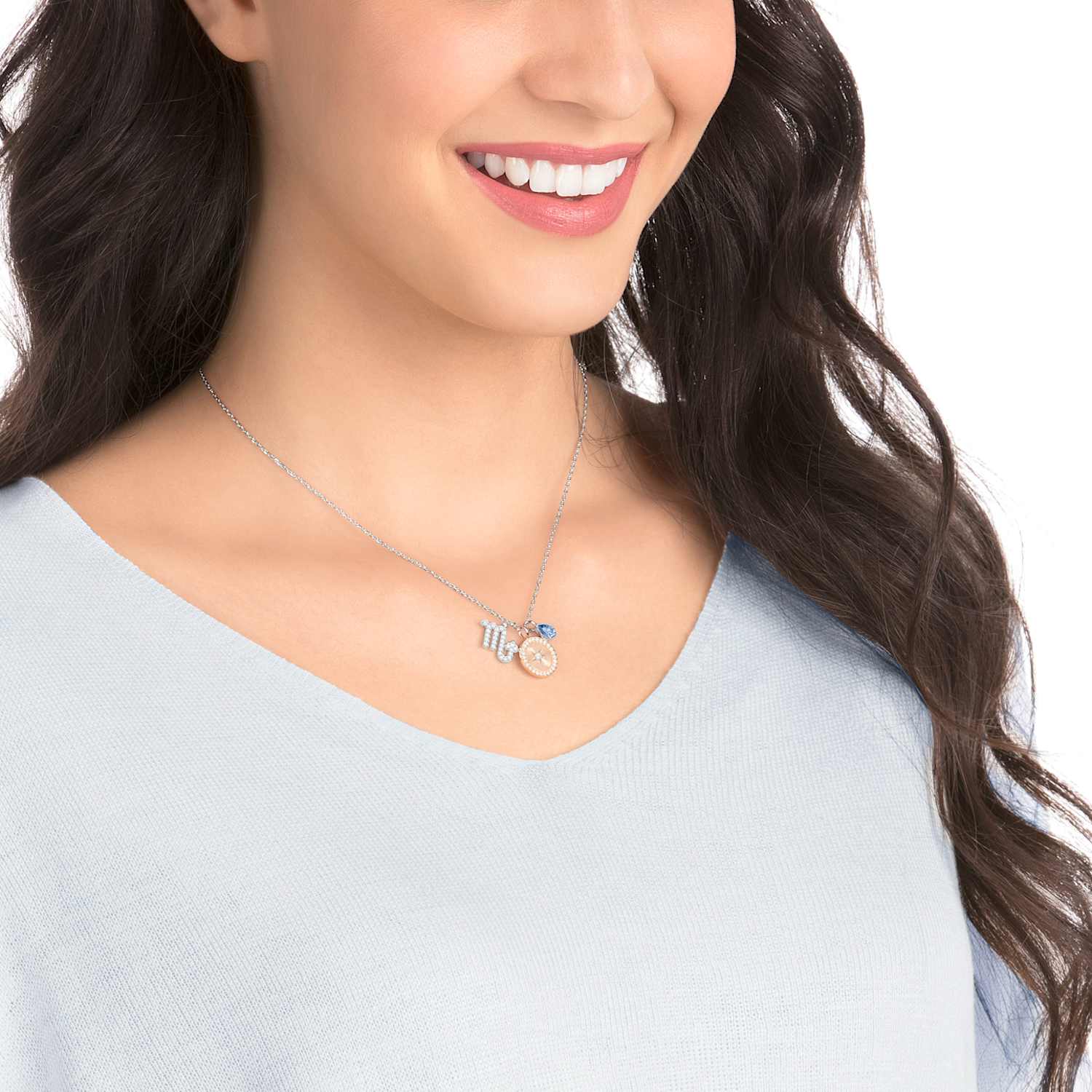 Zodiac Kolye Ucu Akrep Mavi Rodyum Kaplama Swarovski Com