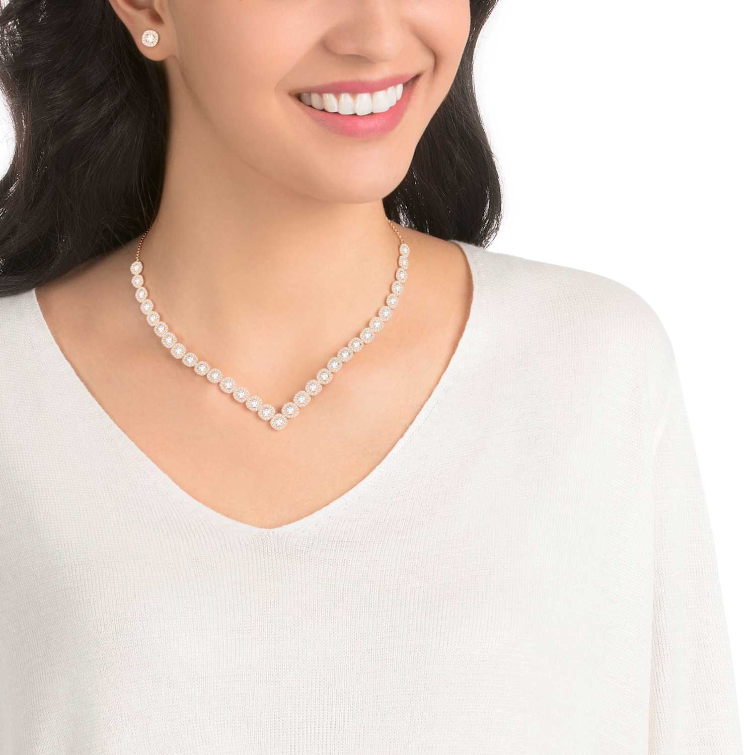 Parure Angelic Square, large, blanc, Métal doré rose | Swarovski.com Parure Angelic Square, large, blanc, Métal doré rose | Swarovski.com
