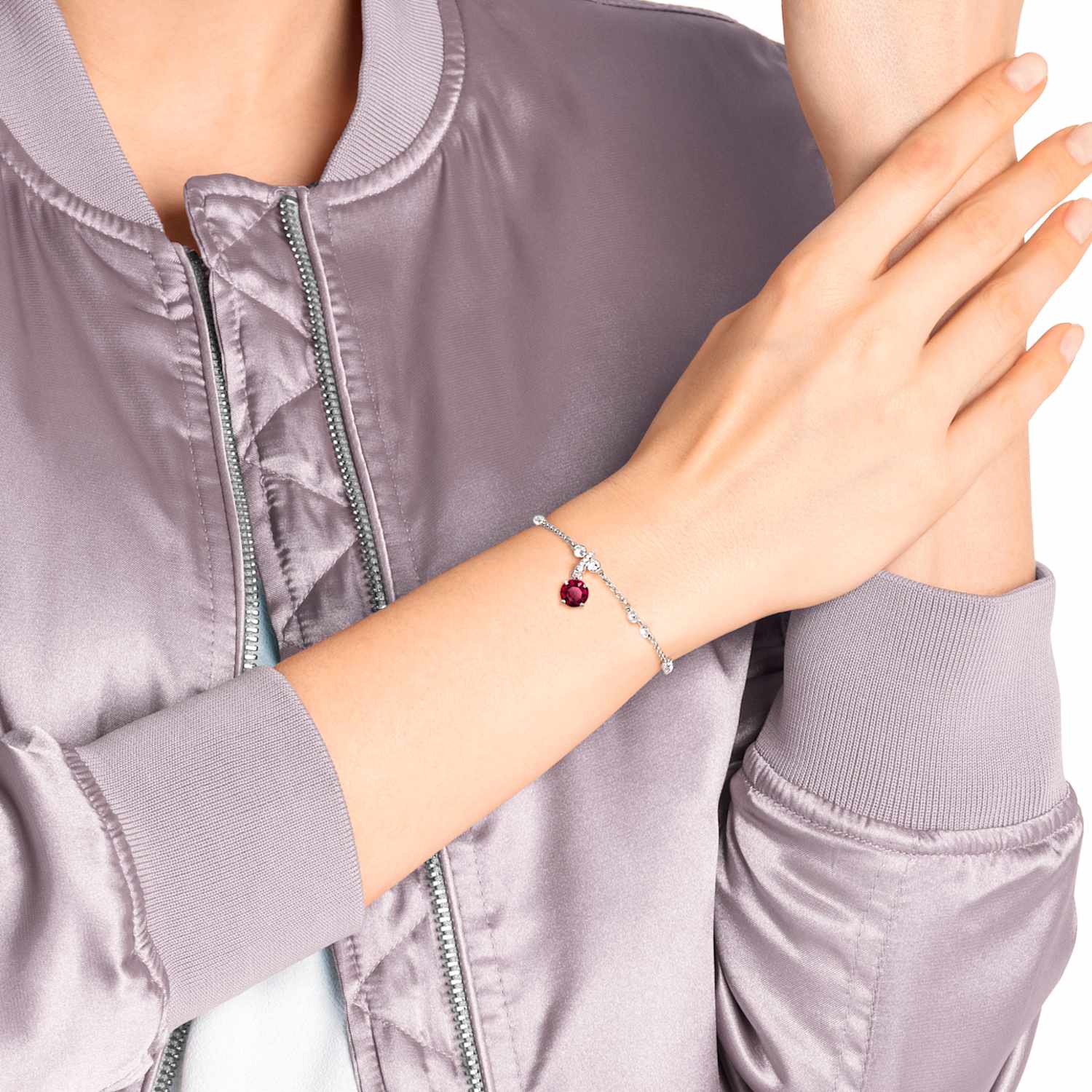 Swarovski Remix Collection Charm, July, Dark Red, Rhodium plated Swarovski Remix Collection Charm, July, Dark Red, Rhodium plated