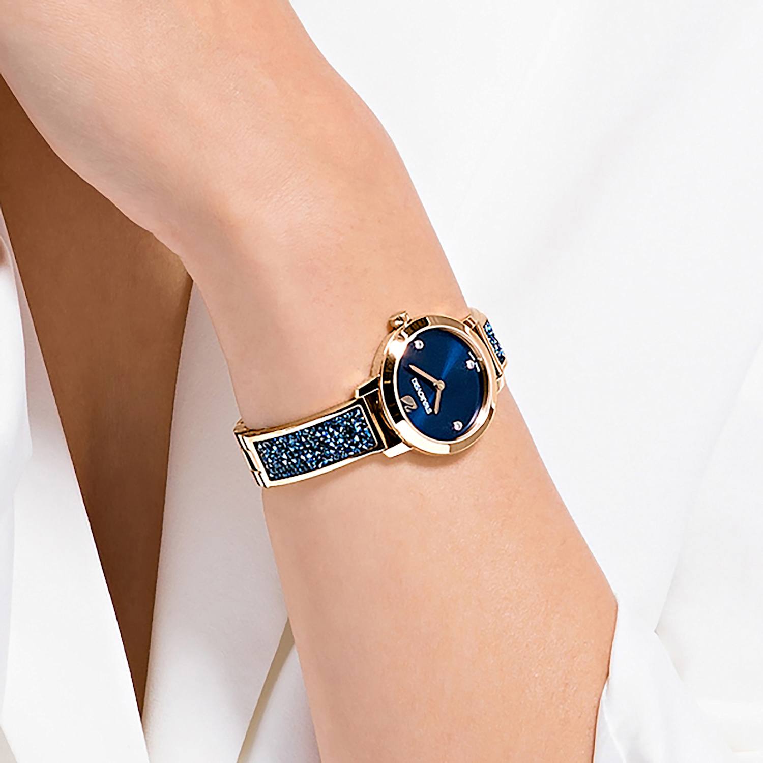 Cosmic Rock ウォッチ スイス製 メタルブレスレット ブルー ローズゴールドトーン仕上げ Swarovski