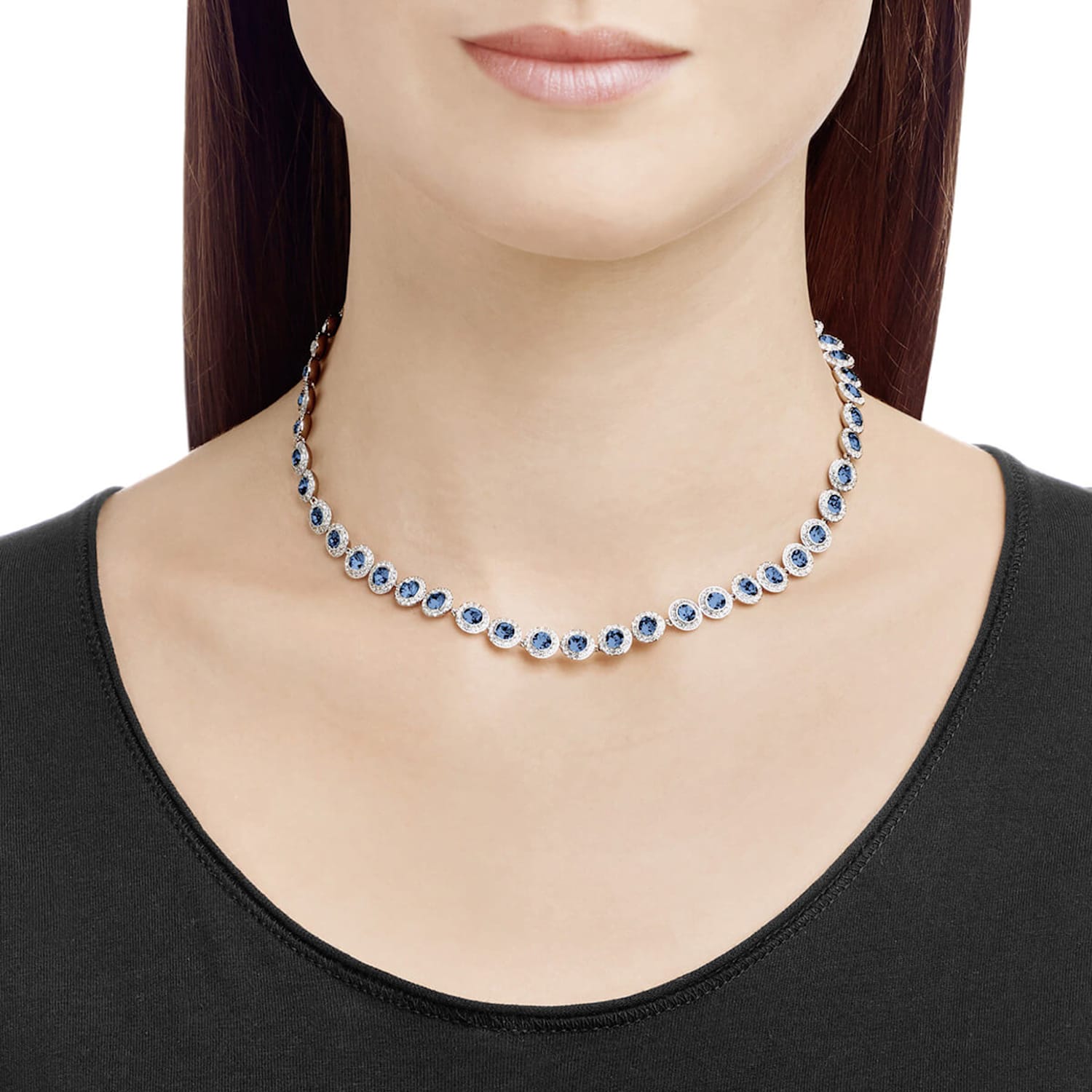 Collier Angelic, bleu, métal rhodié | Swarovski.com