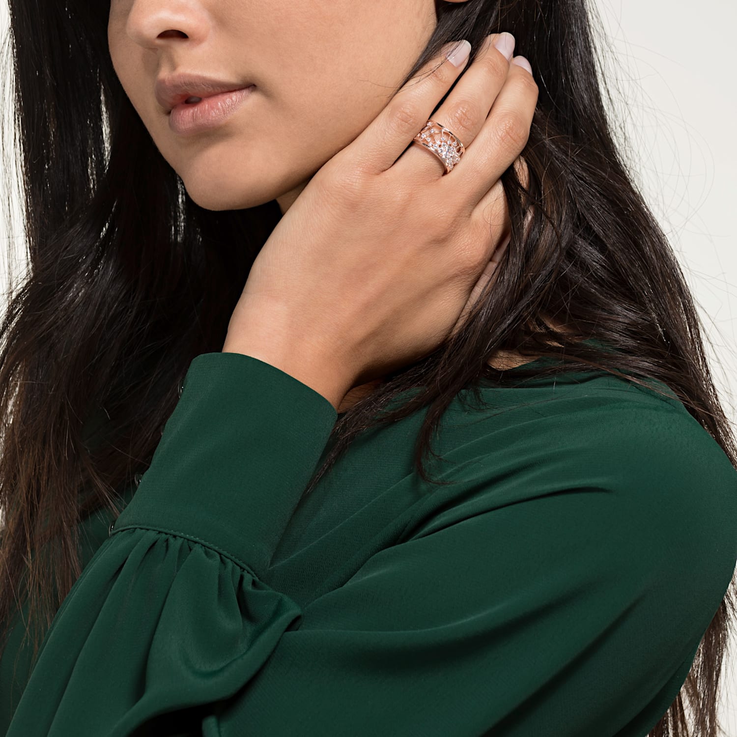Precisely Motif Ring White Rose Gold Tone Plated Swarovski Com