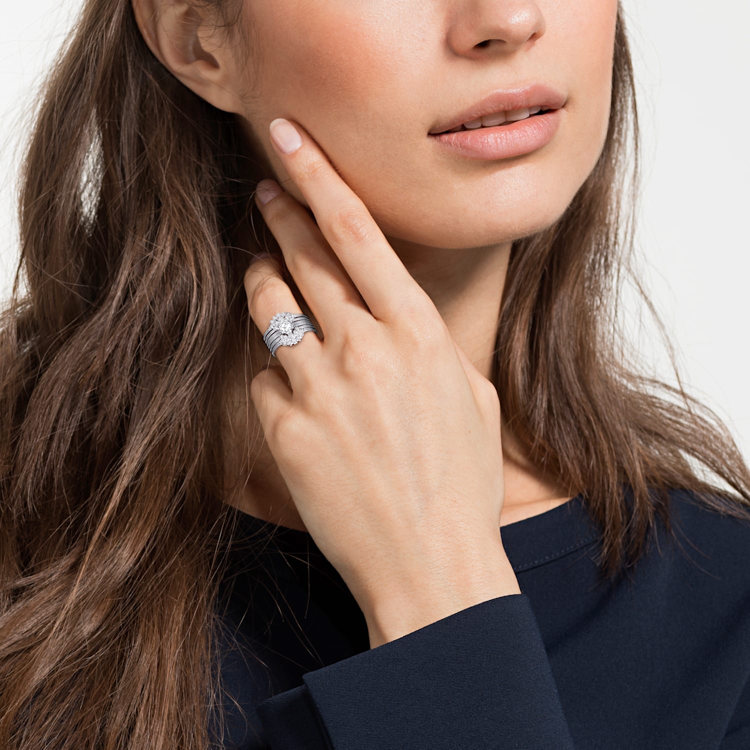 Parure De Bagues Penelope Cruz Moonsun Blanc Metal Rhodie