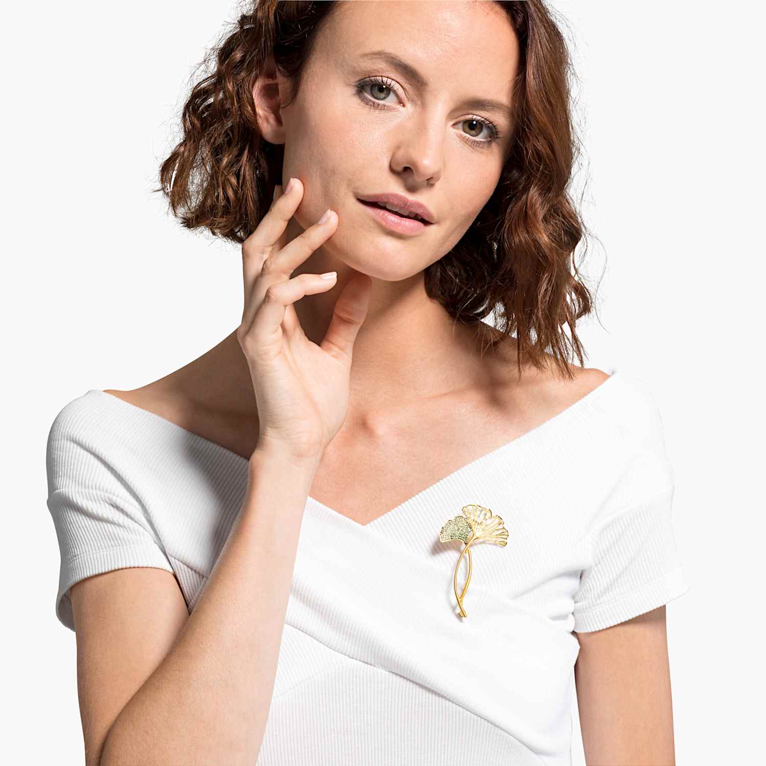 swarovski ginkgo brooch