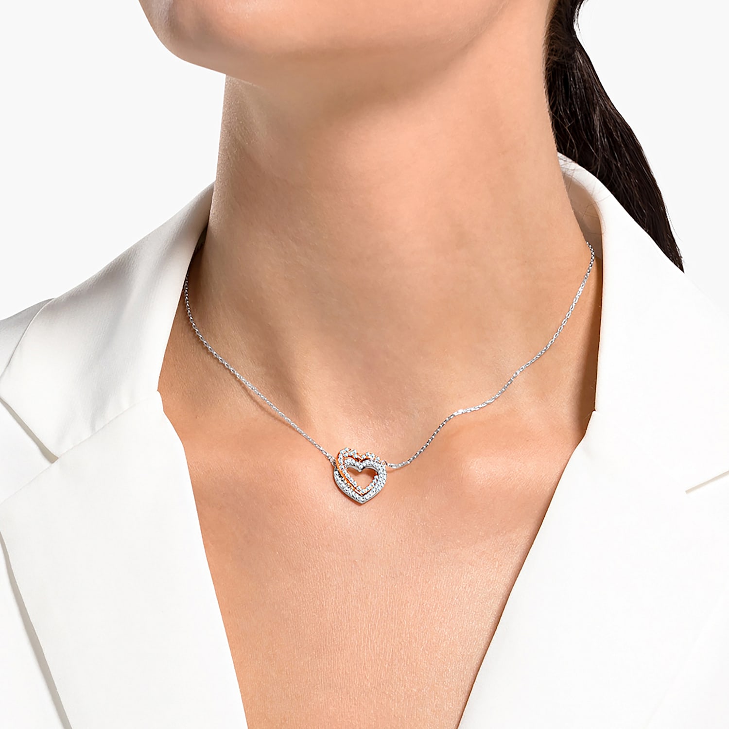 theater Regeneratief waterstof Swarovski Infinity necklace, Heart, White, Mixed metal finish | Swarovski