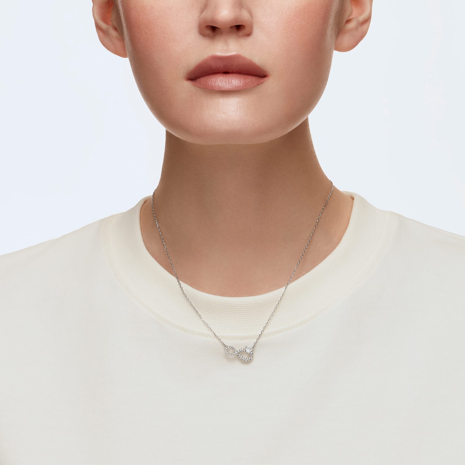 Swarovski Infinity necklace, Infinity, White, Rhodium plated 
