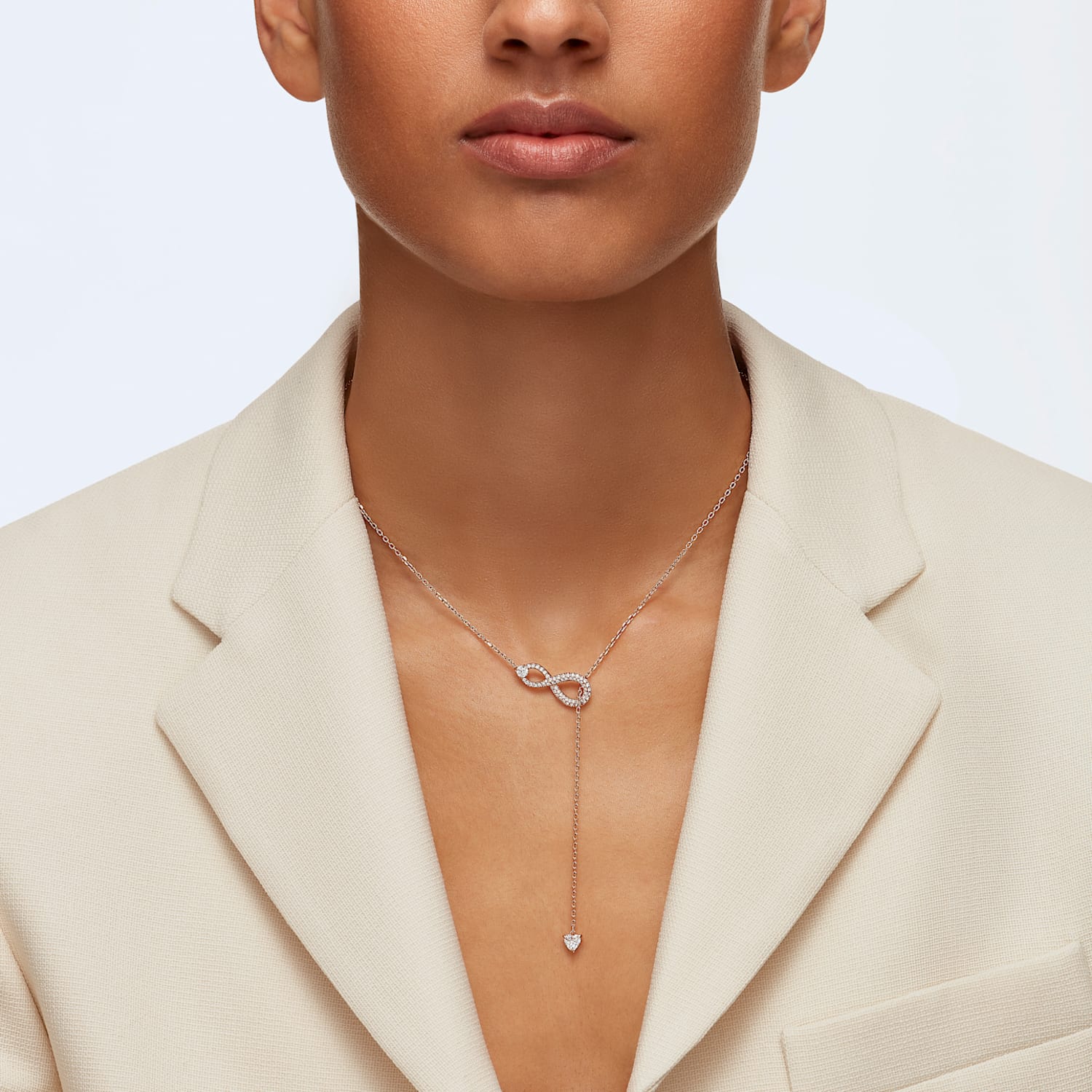 Swarovski Infinity Y necklace, Infinity, White, Rose gold-tone