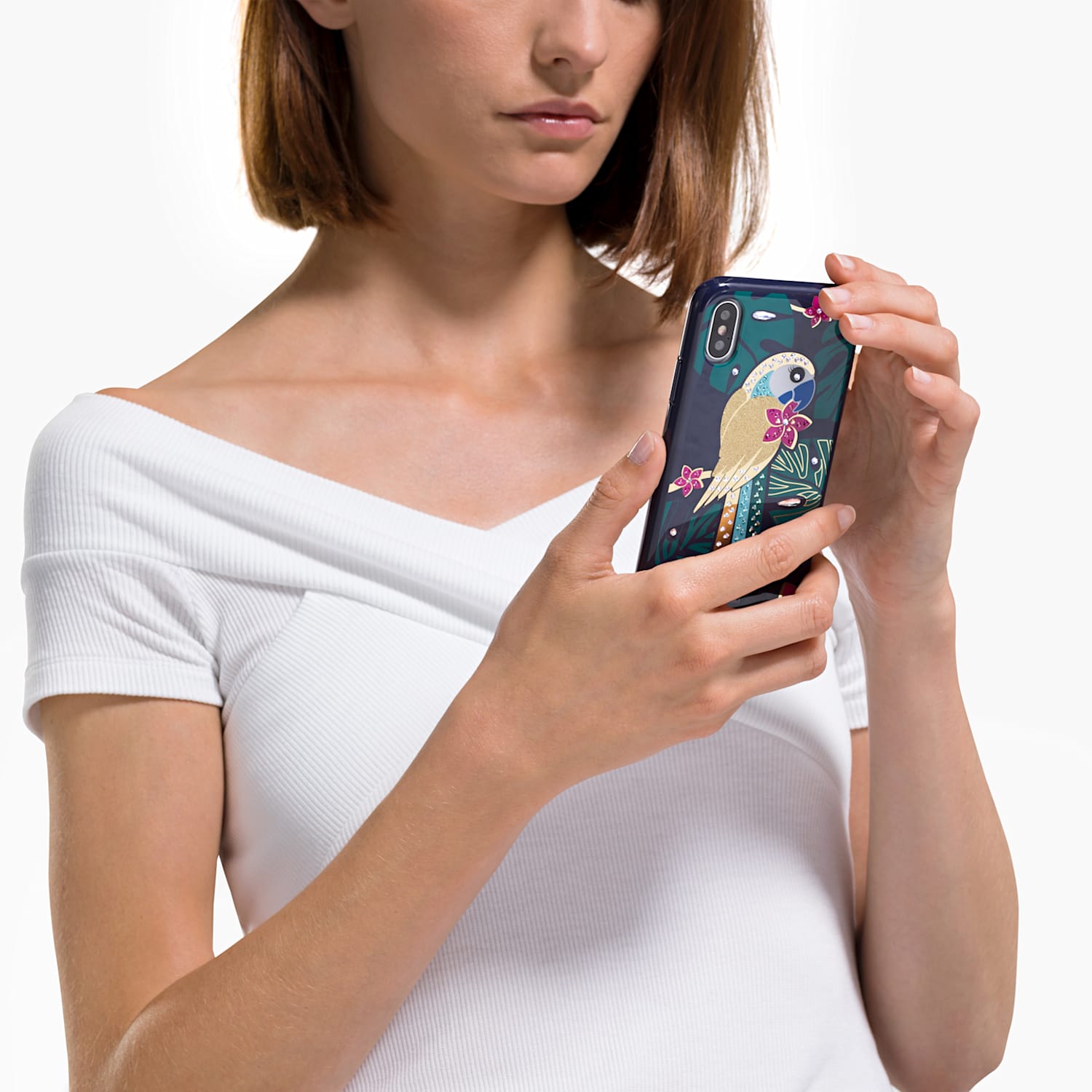 katje meer en meer rijst Tropical smartphone case, Parrot, iPhone® XS Max, Multicolored | Swarovski