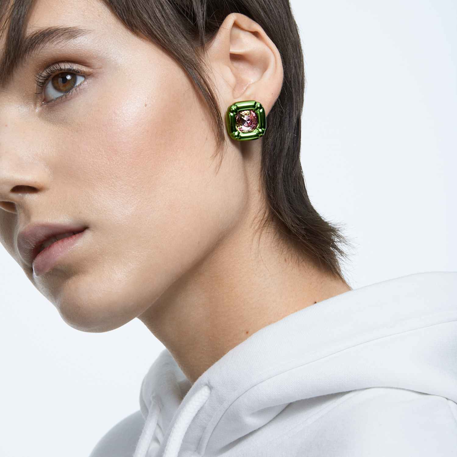 Dulcis スタッドピアス, クッションカット, グリーン | Swarovski