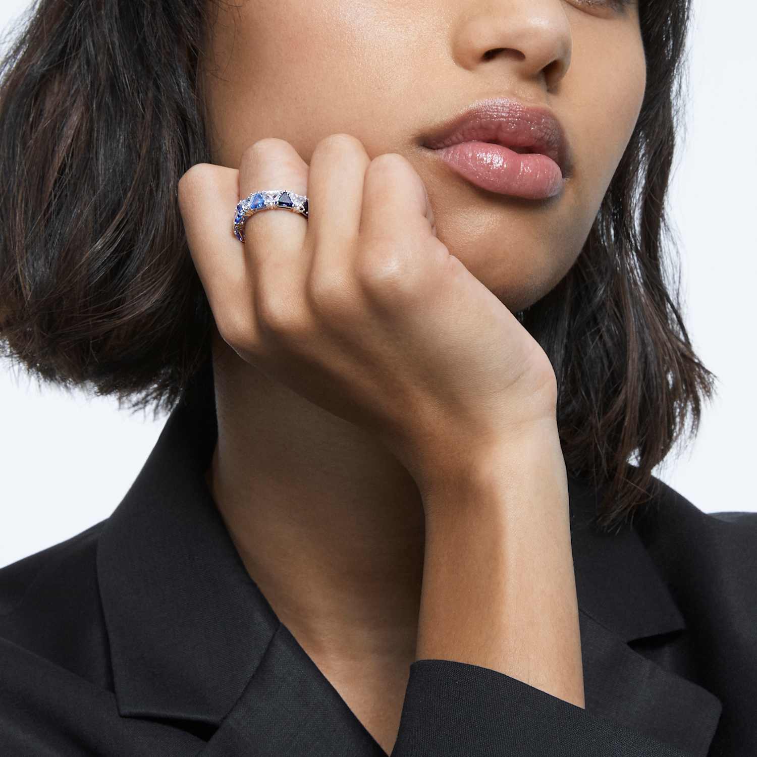 Details about / Brilliant Top Grade Crystal Cocktail Light Black IP Fashion Ring 5-10 TK2689