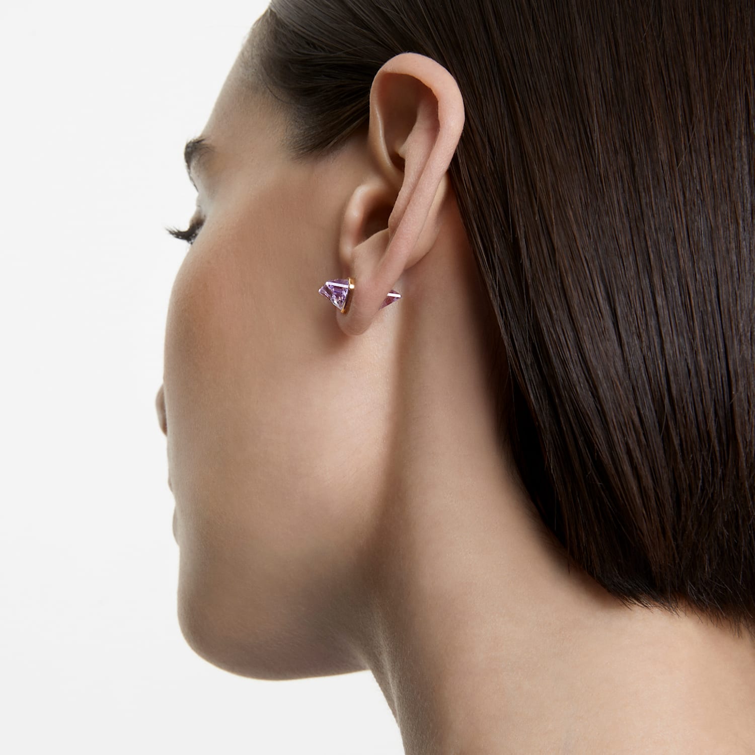 Lucent ear cuff, Magnetic closure, Purple, plated | Swarovski