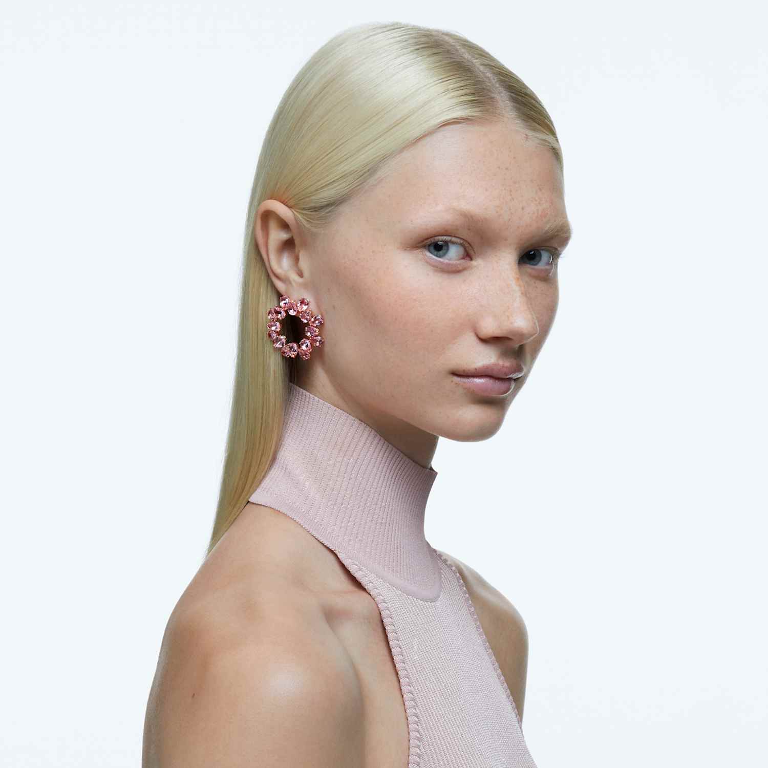 Millenia フープピアス, ペアカット, ピンク, ローズゴールドトーン・プレーティング | Swarovski
