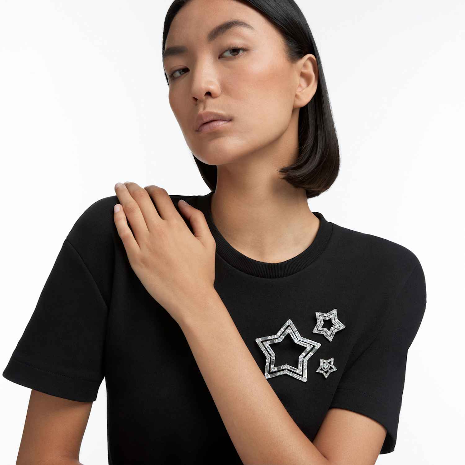 3), Star, White, Rhodium plated | Swarovski