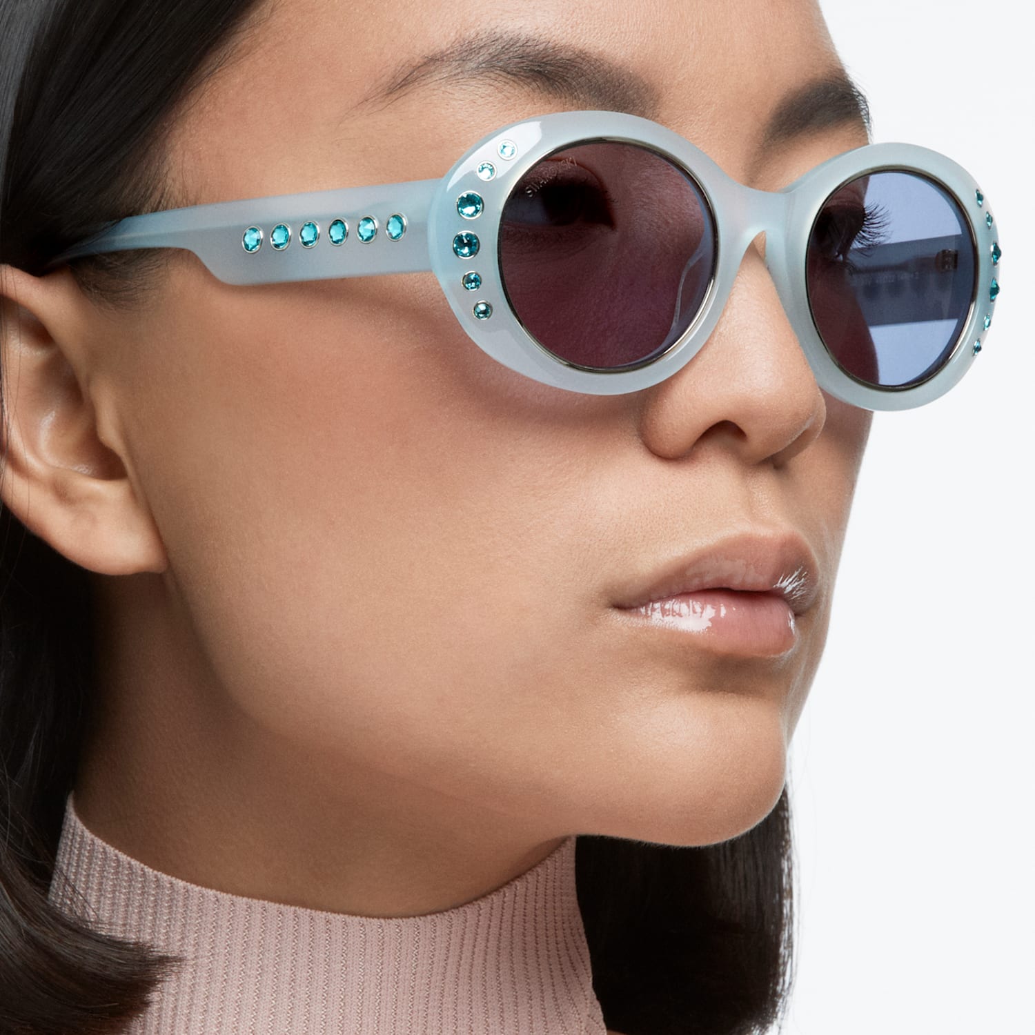 oversized blue sunglasses
