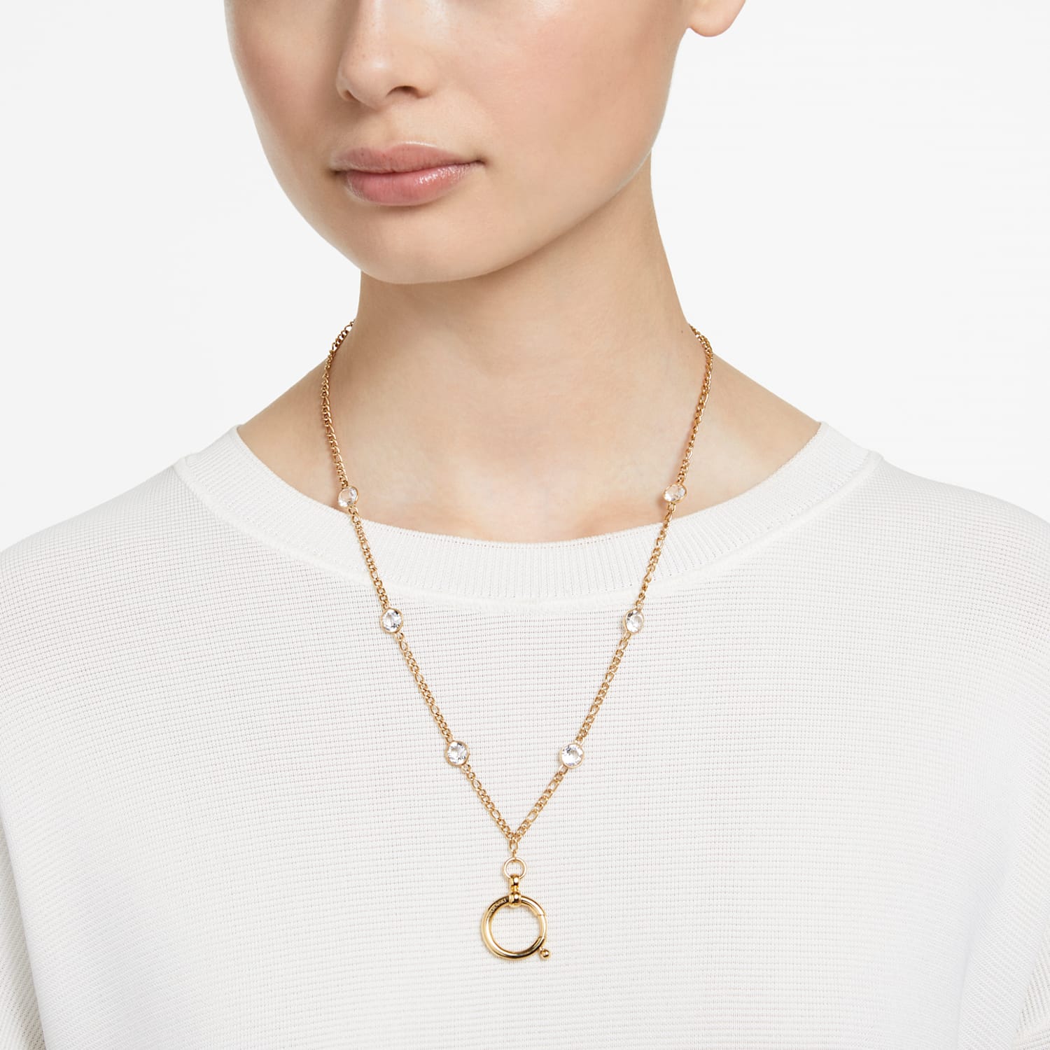Curiosa necklace, Gold tone, Gold-tone plated | Swarovski