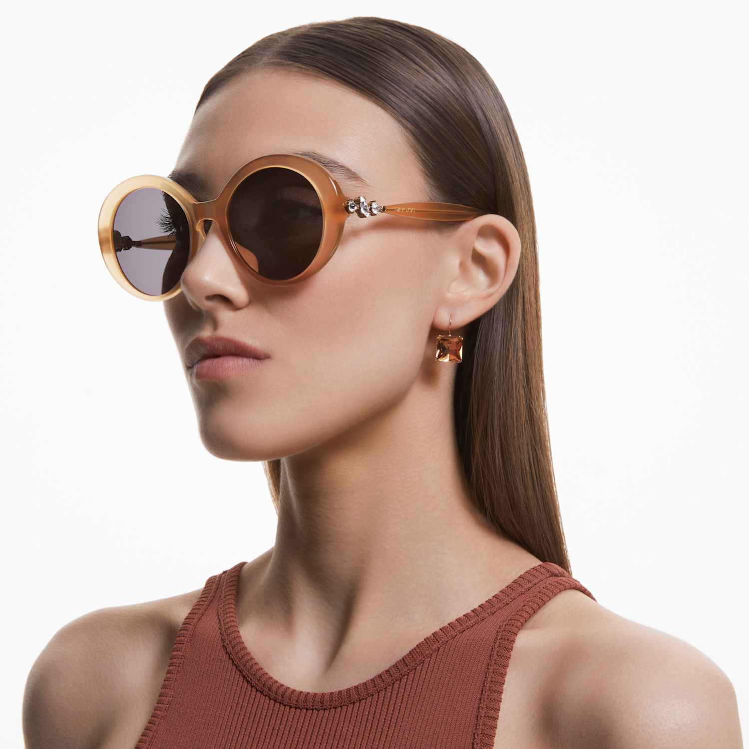Gafas de sol, Ovalado, Tono dorado | Swarovski