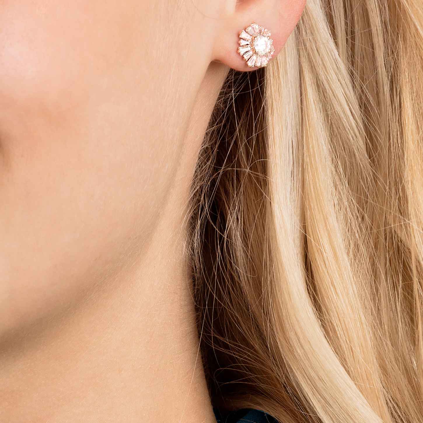 Rose gold stud earrings swarovski