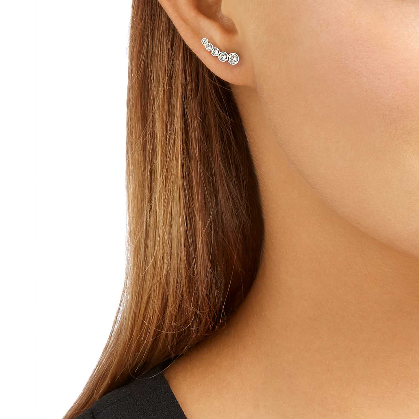 Set cercei ear cuff Harley, Tăietură rotundă, Albi, Placat cu