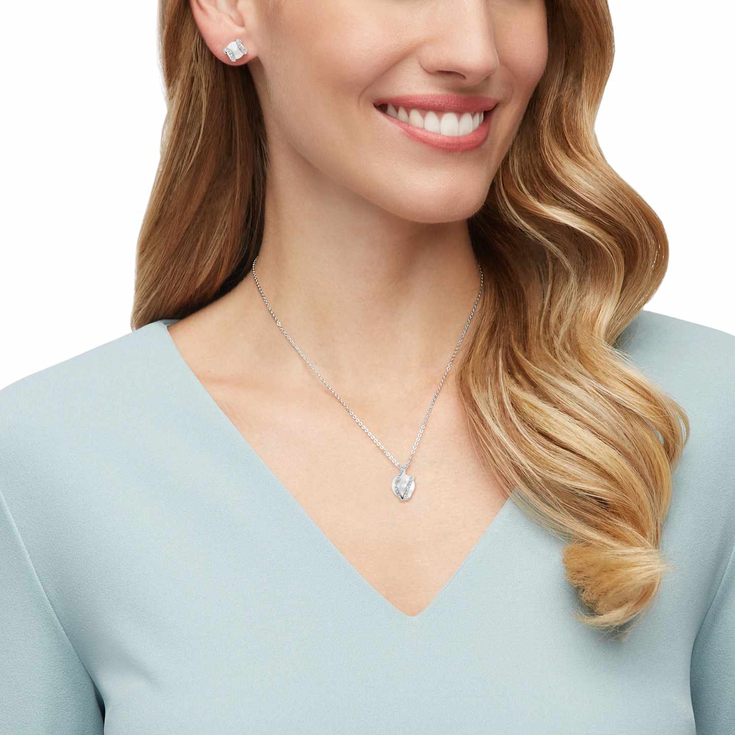 Nude set, White, Rhodium plated | Swarovski