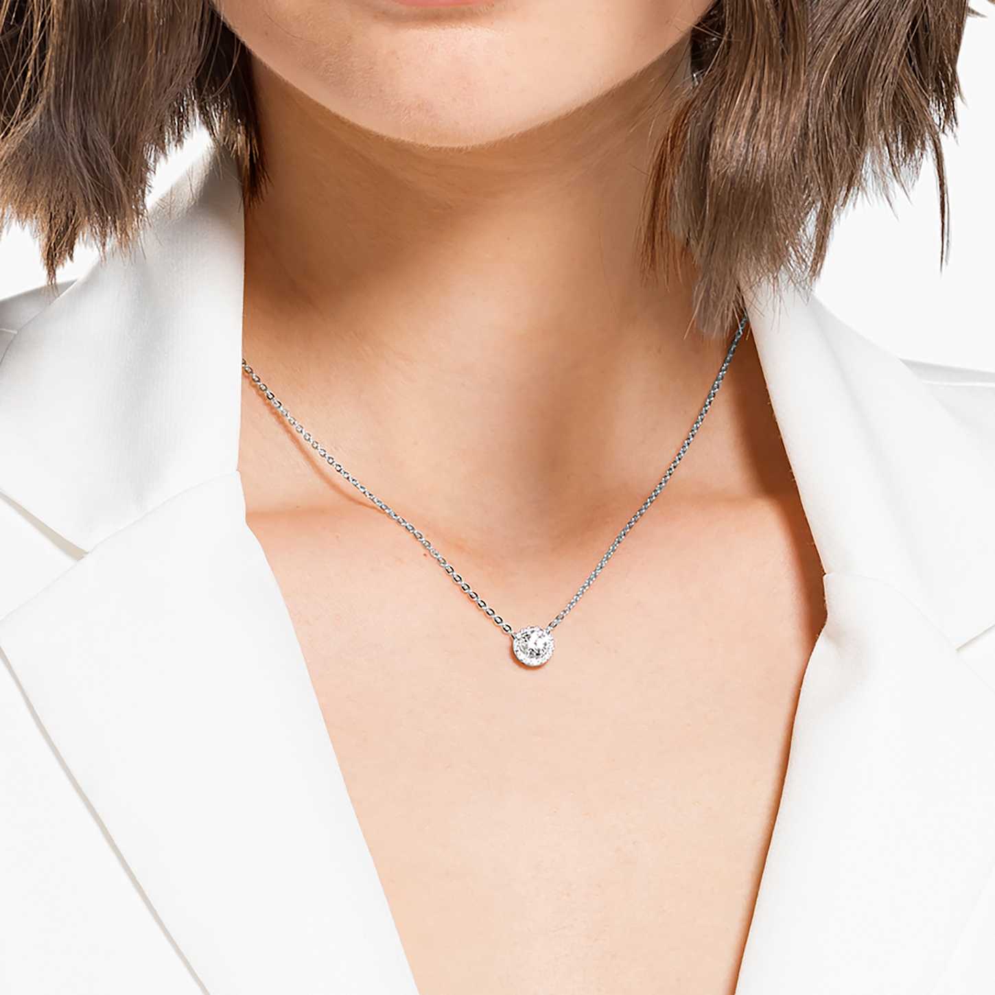 Una Angelic pendant, Round cut, White, Rhodium plated | Swarovski