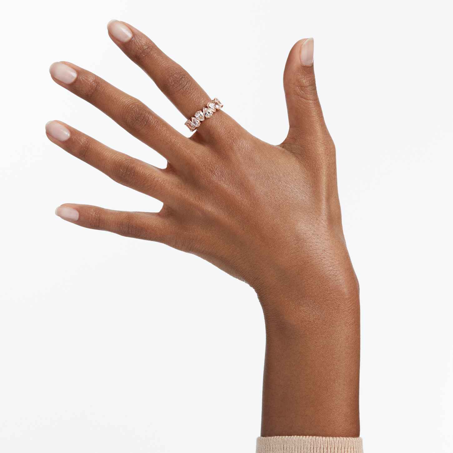 Vittore Pear Ring, White, Rosegold tone plated