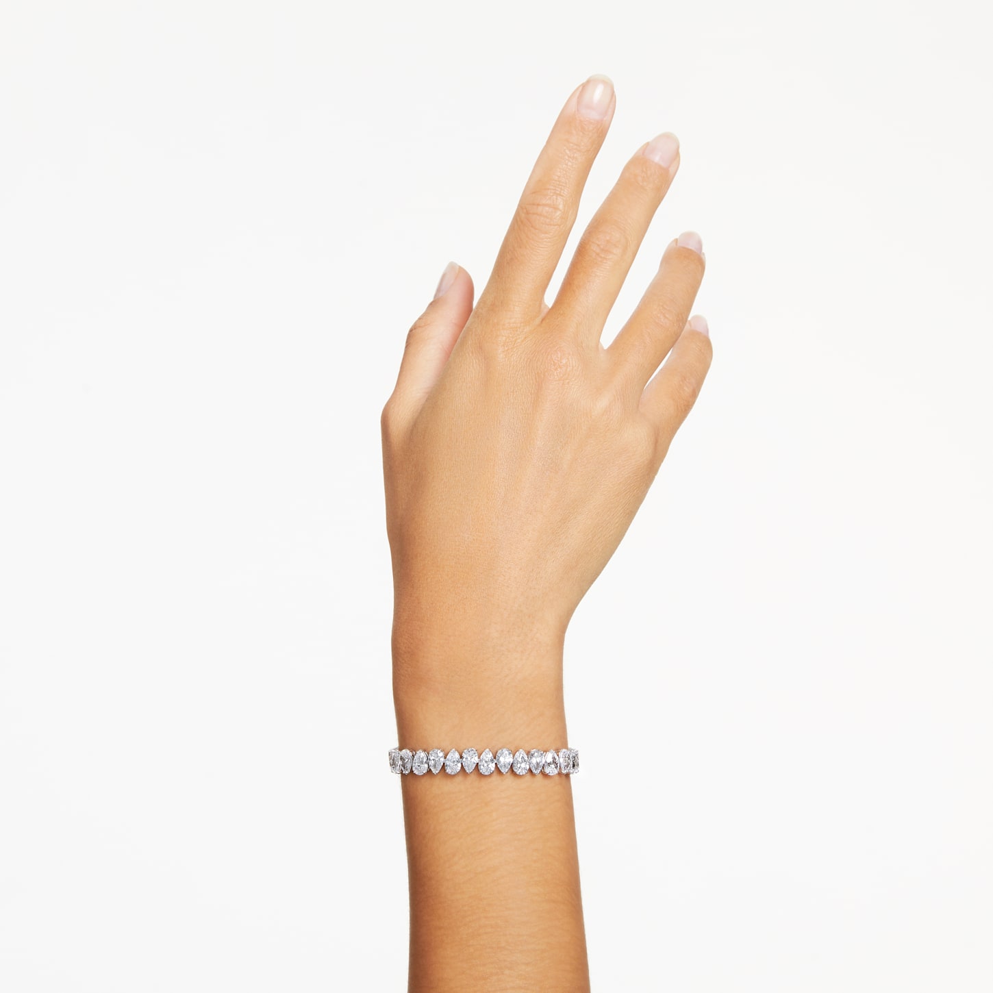 Millenia bracelet, Pear cut, White, Rhodium plated | Swarovski.com