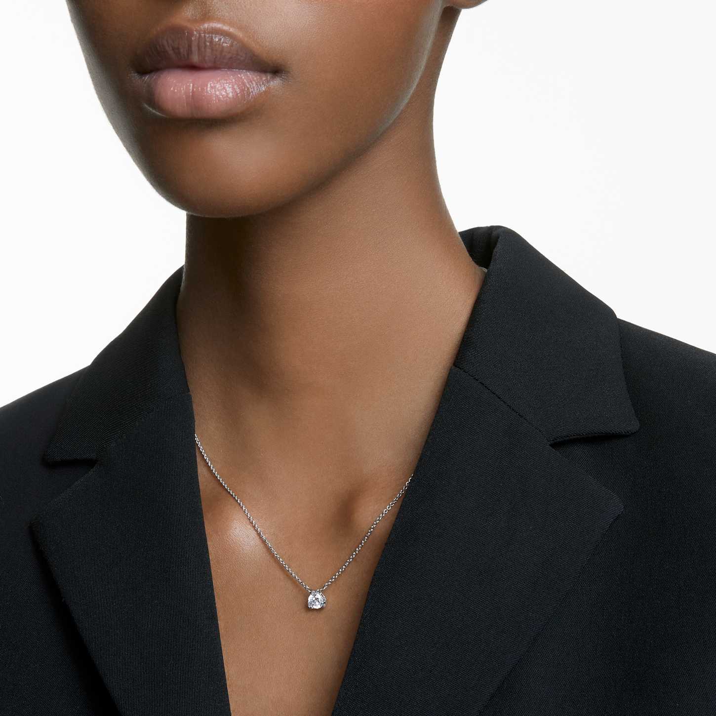 Matrix pendant, Trilliant cut, White, Rhodium plated | Swarovski
