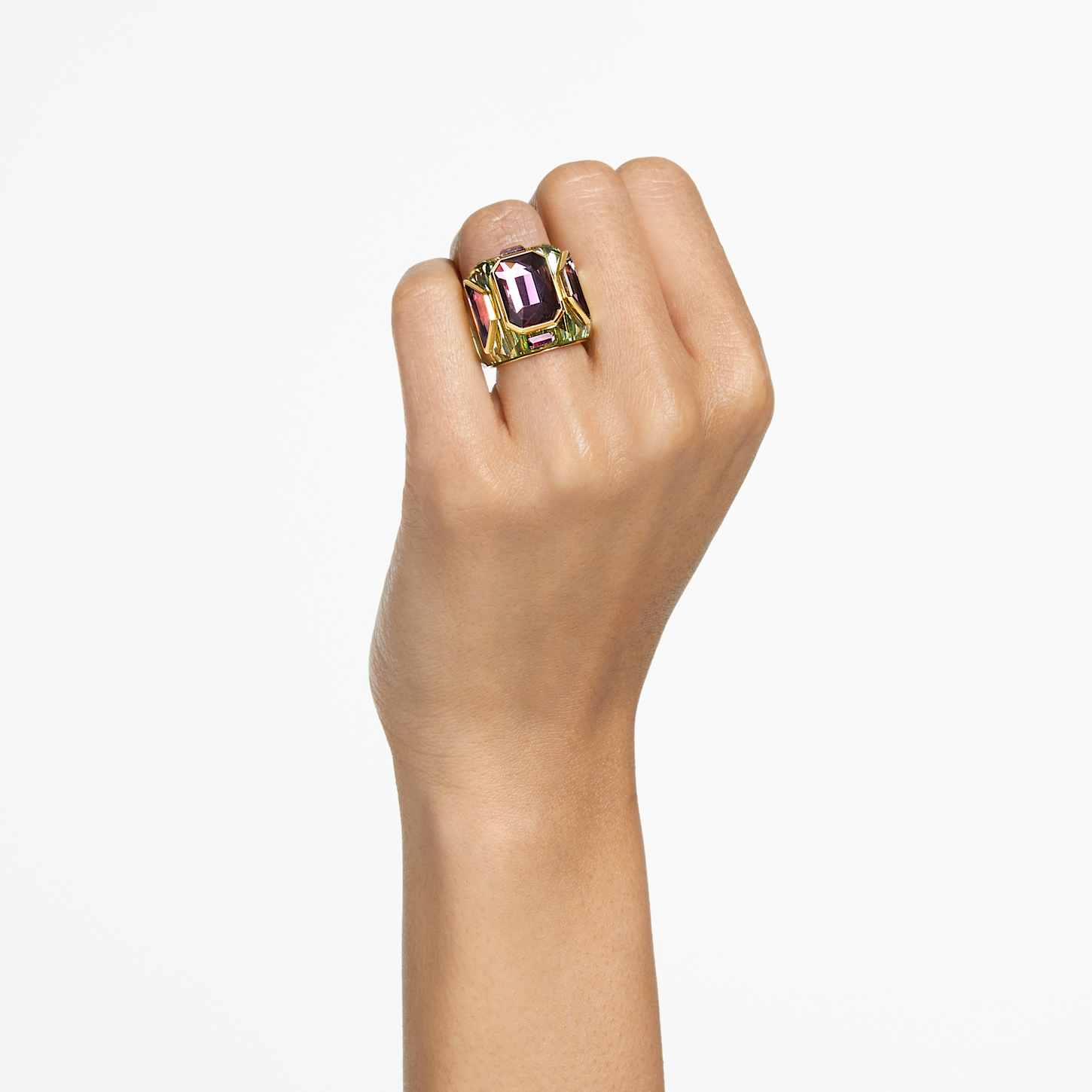 Chroma cocktail ring, Multicolored, Goldtone plated Swarovski