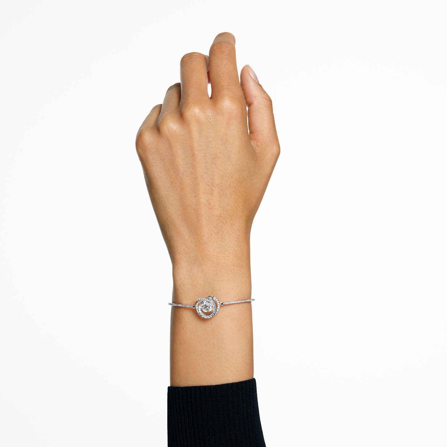 Generation バングル, ホワイト, ロジウム・プレーティング | Swarovski