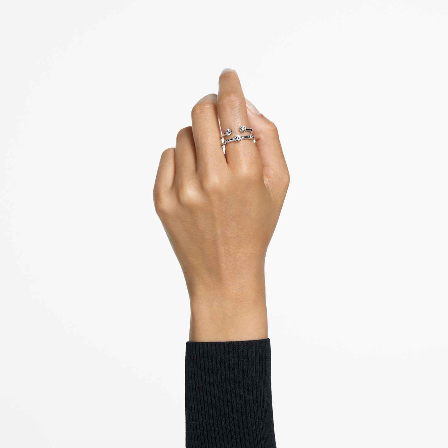 スワロフスキー Constella クリスタルリング２個セット Constella ring, Set (2), Round cut, White, Rhodium plated | Swarovski
