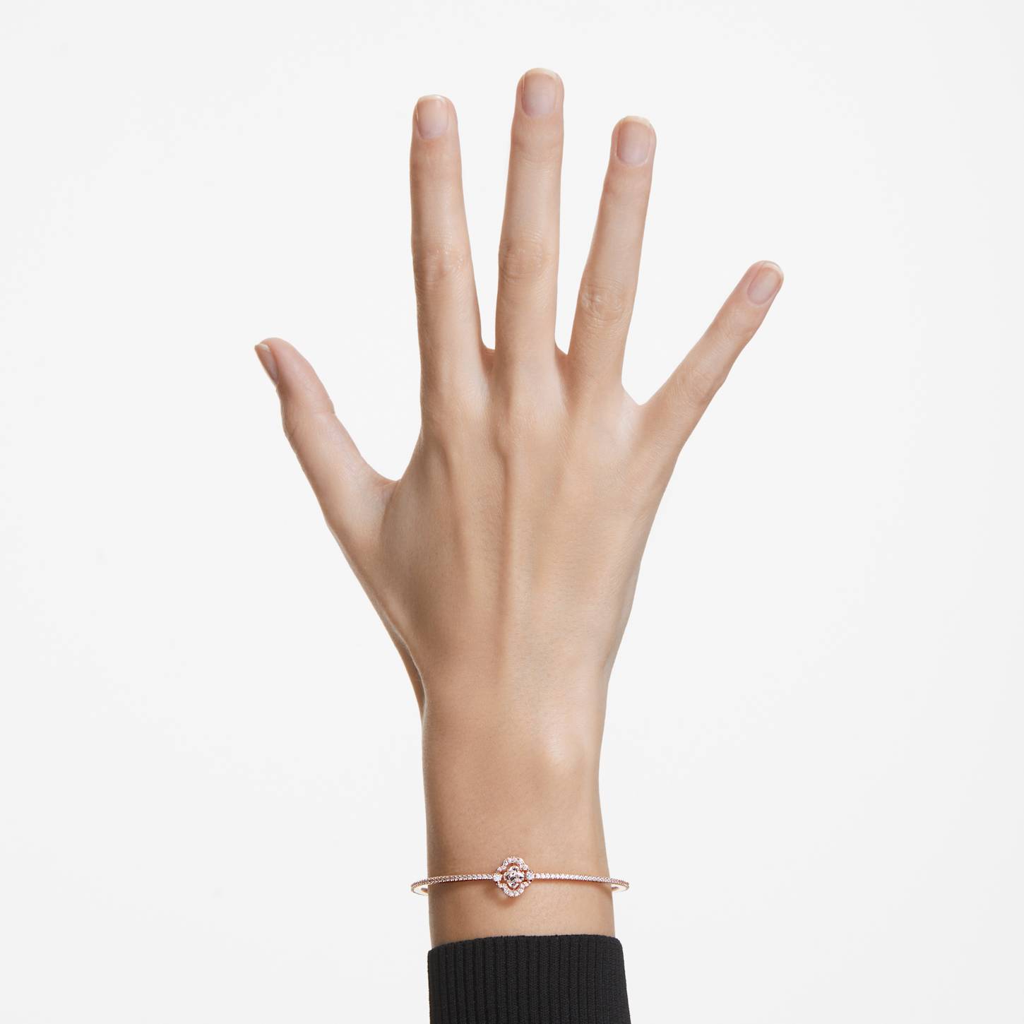 Una bangle, Clover, White, 18K rose gold finish | Swarovski