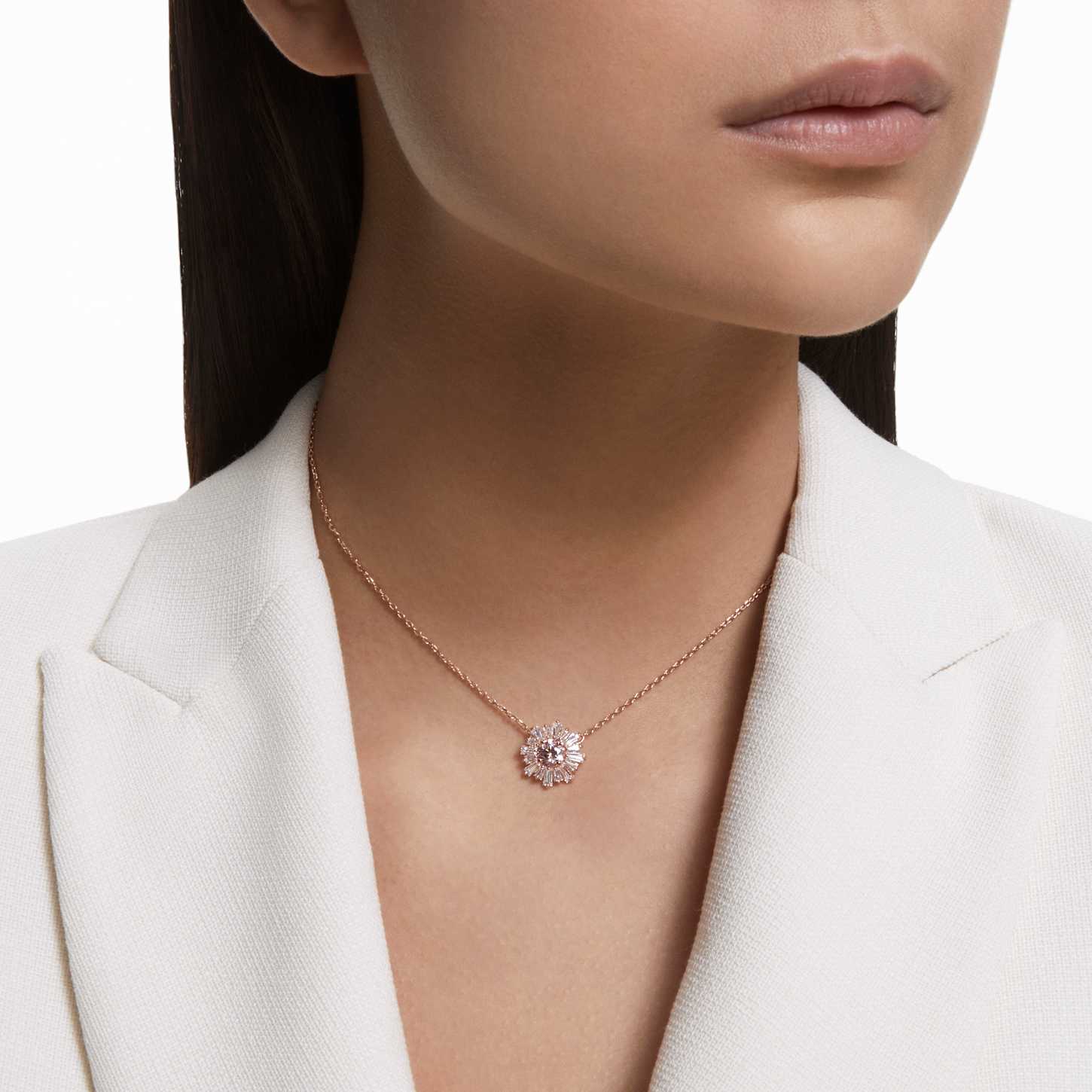 Idyllia pendant, Mixed cuts, Sun, Pink, 18K rose gold finish