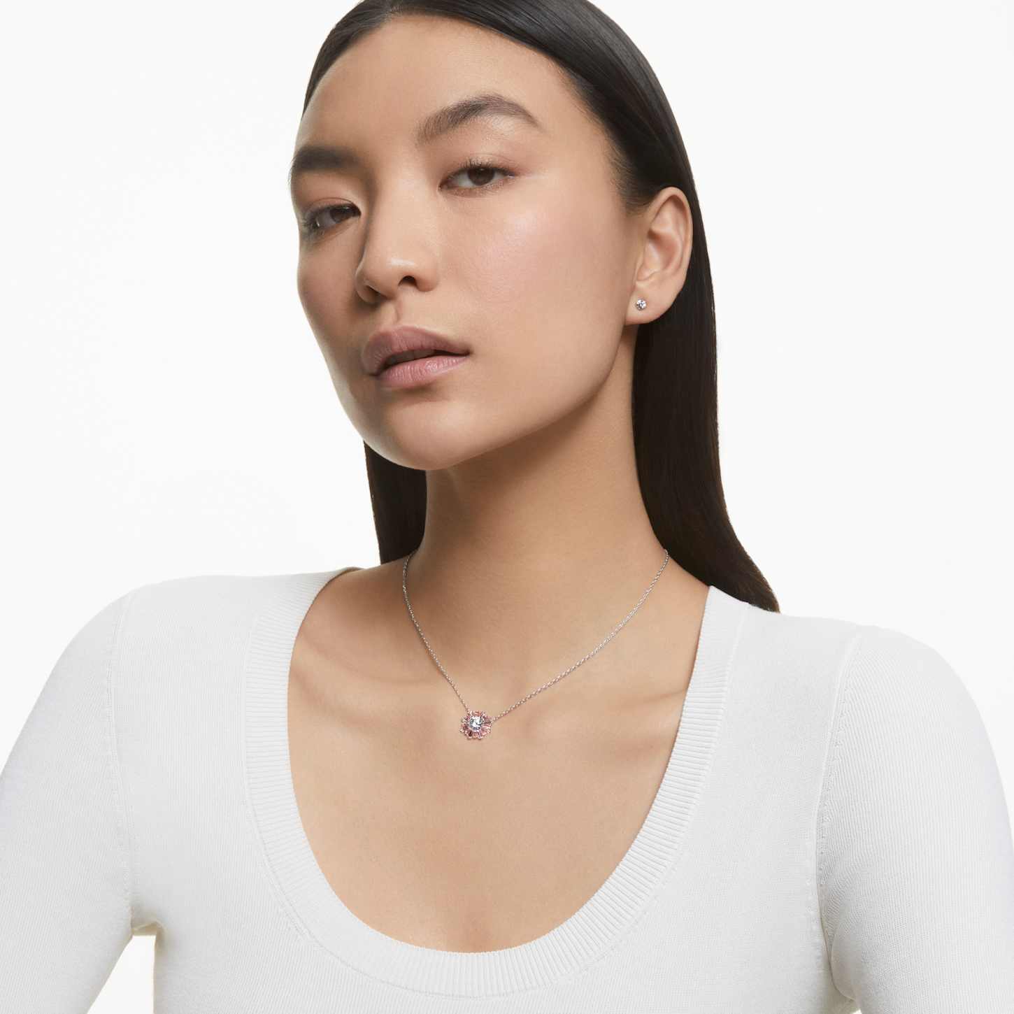 Idyllia set, Mixed cuts, Sun, Pink, Rhodium plated | Swarovski