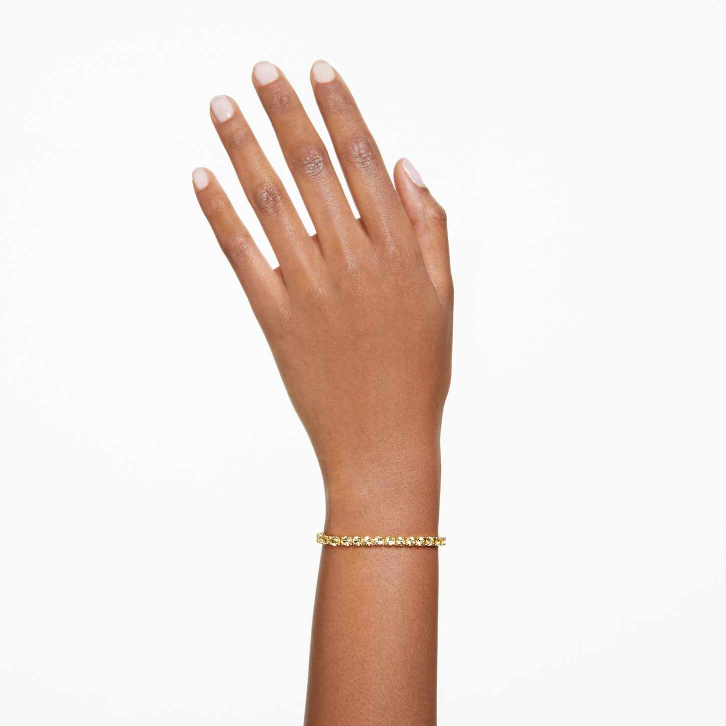 Matrix Tennis bracelet, Round cut, Small, Yellow, Goldtone plated