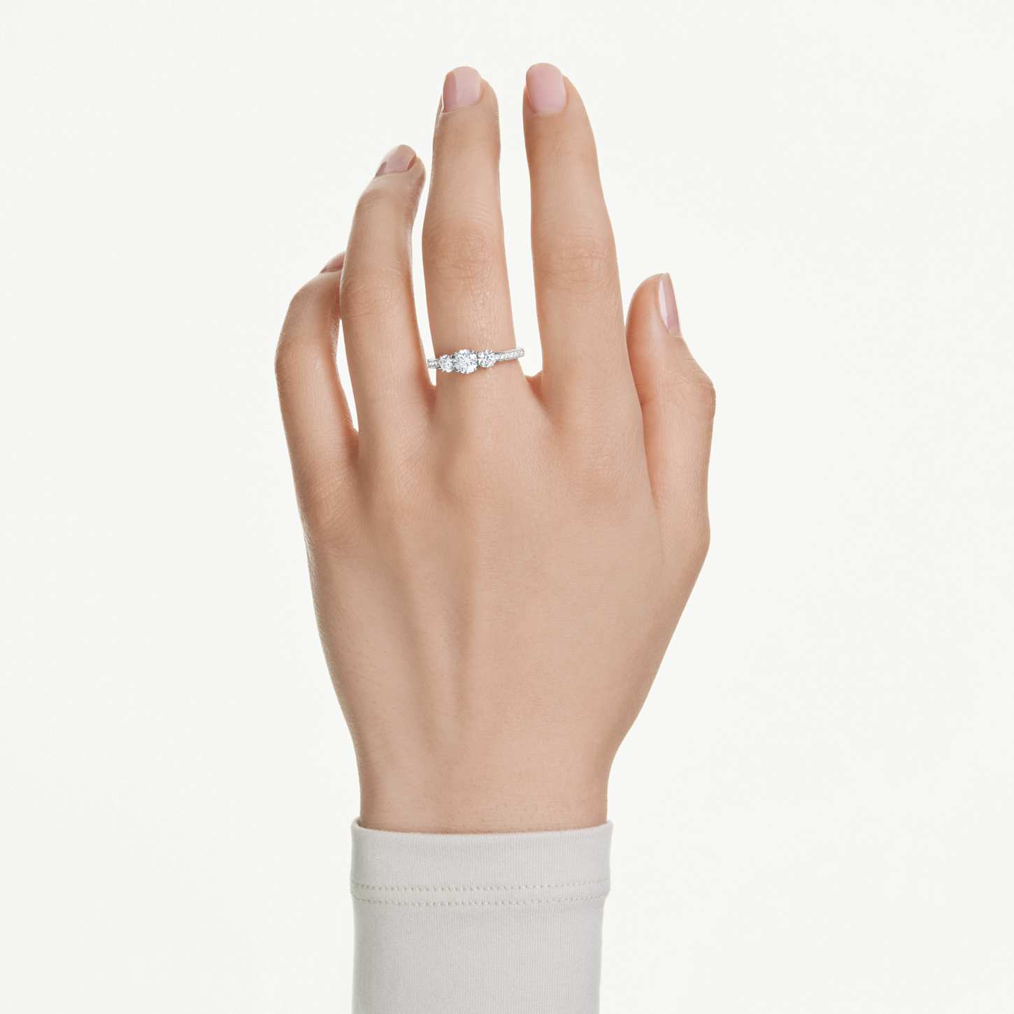 Stilla Attract ring, Round cut, White, Silver-tone finish | Swarovski