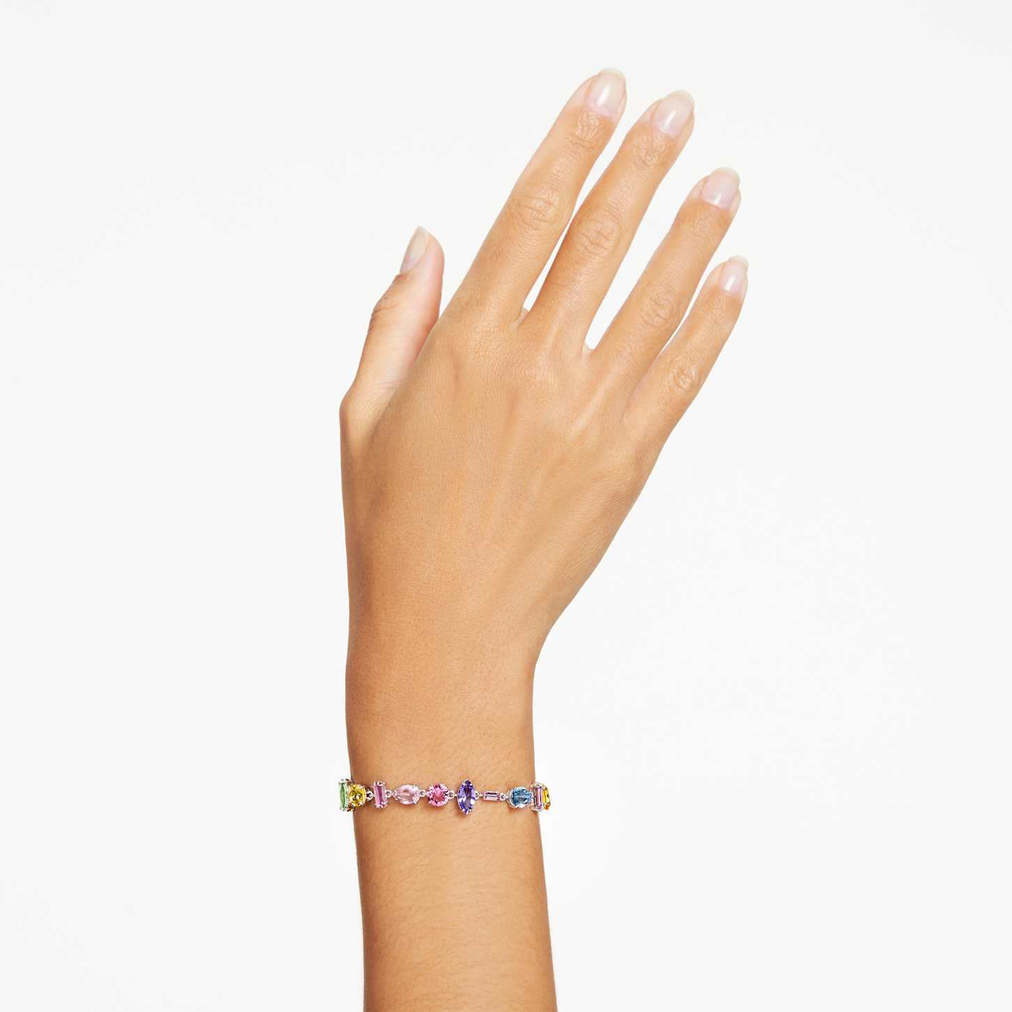 Gema bracelet, Mixed cuts, Multicolored, Rhodium plated | Swarovski