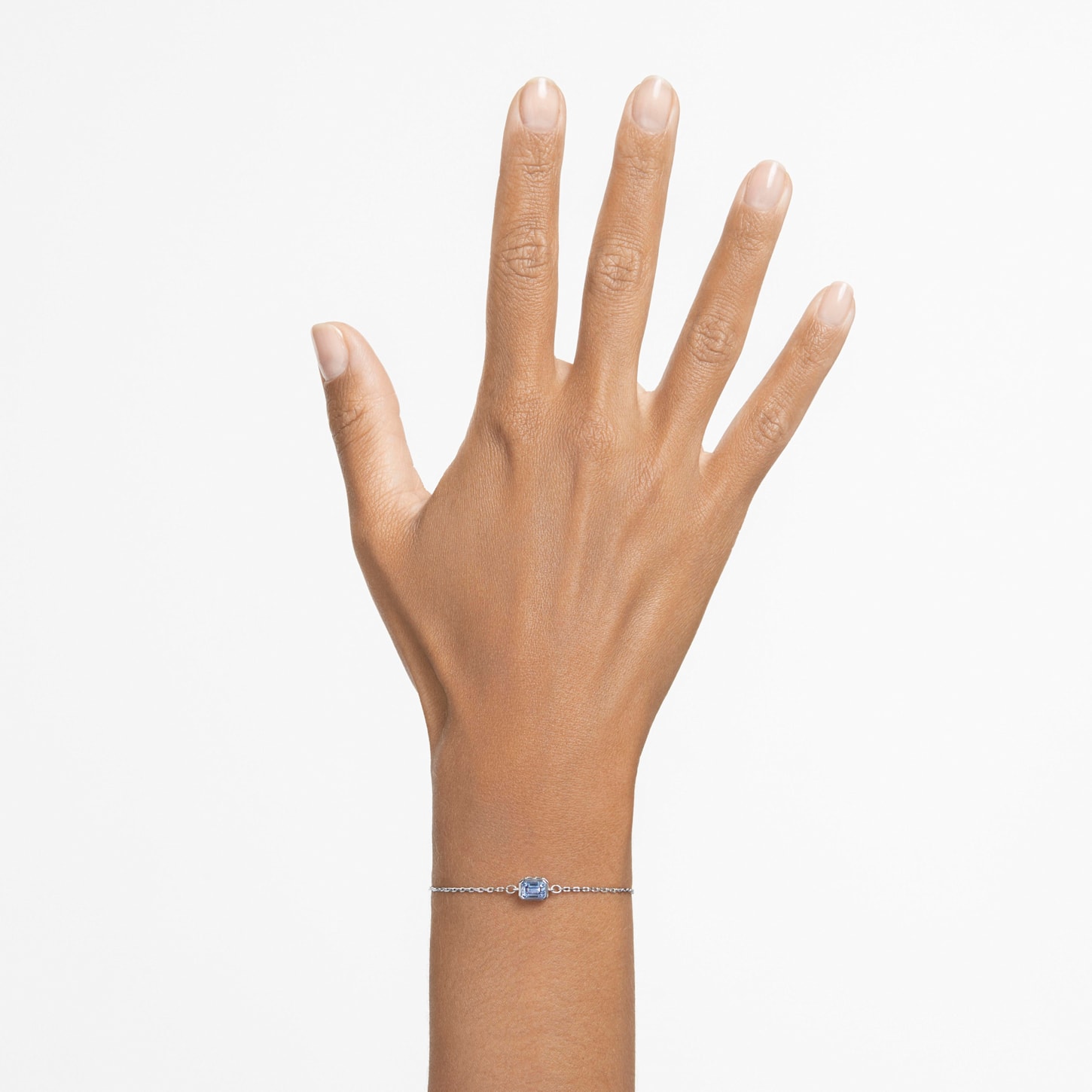 Stilla bracelet, Rectangular cut, Blue, Rhodium plated | Swarovski