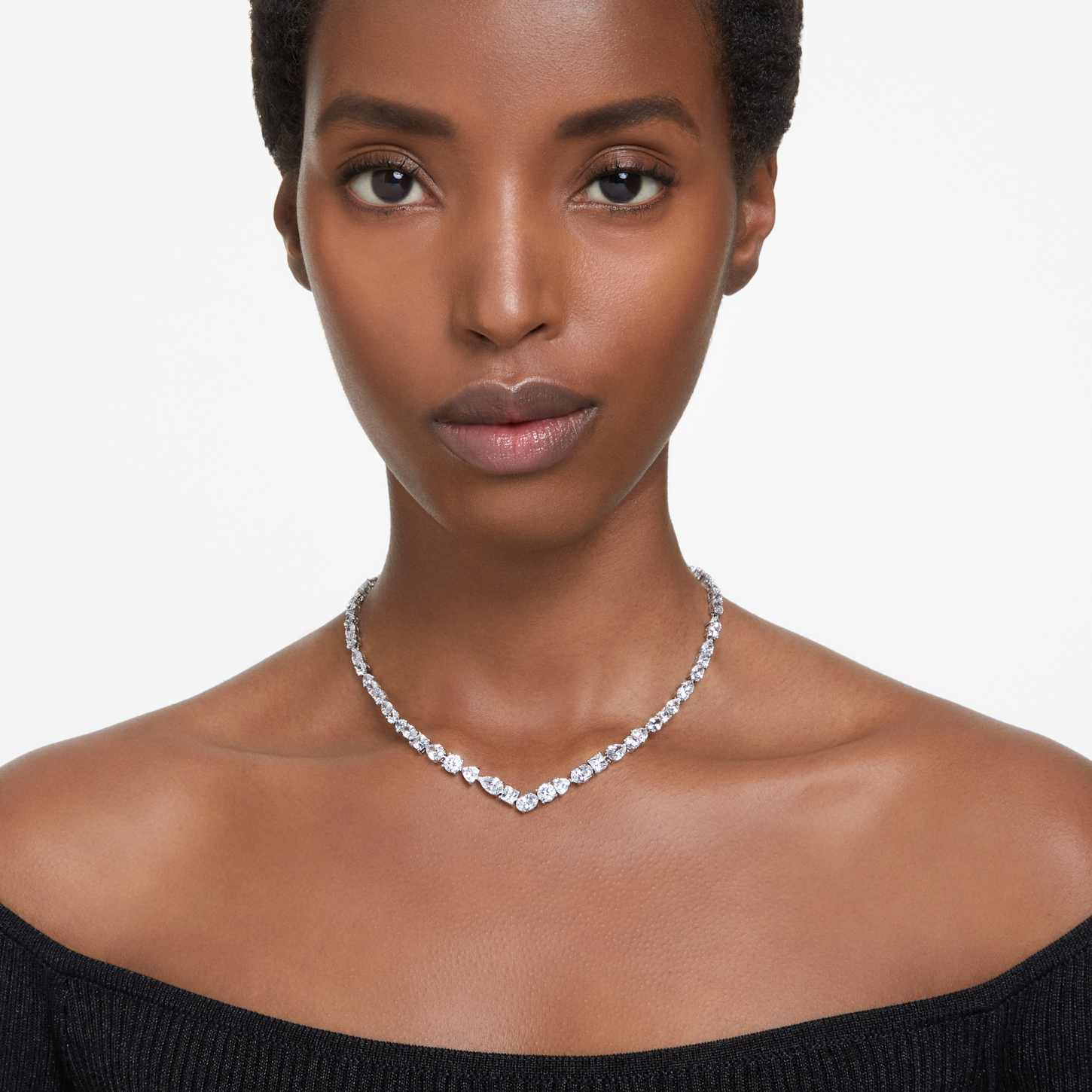 Mesmera necklace mixed cuts white rhodium plated swarovski