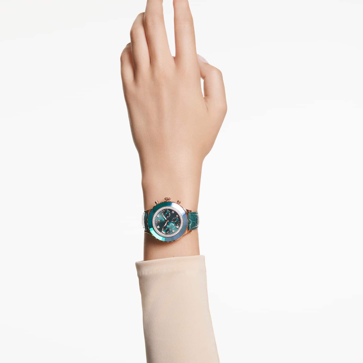 Octea chrono ウォッチ, スイス製, レザーストラップ, グリーン
