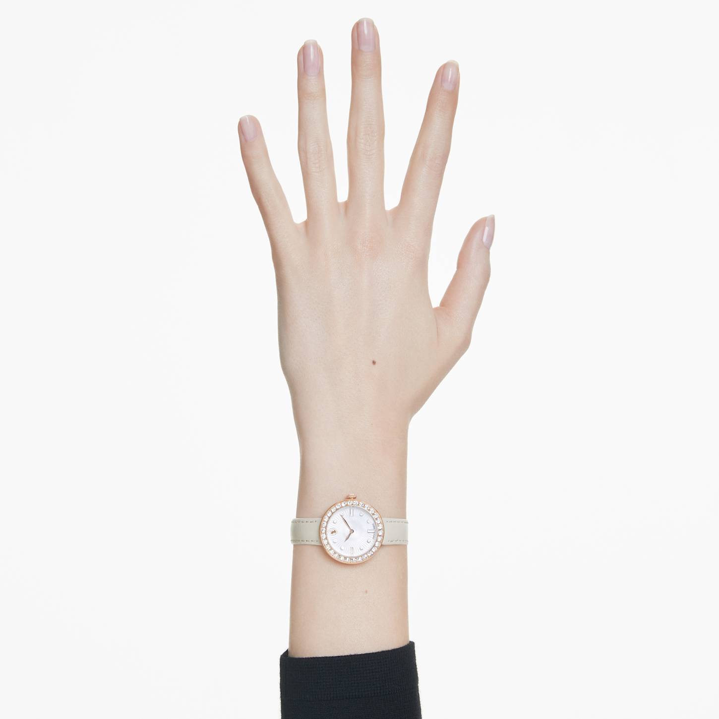 【希少】Swarovski スワロフスキー 腕時計 7-link watch Matrix tennis 7-link ウォッチ, スイス製, レザーストラップ, グレー