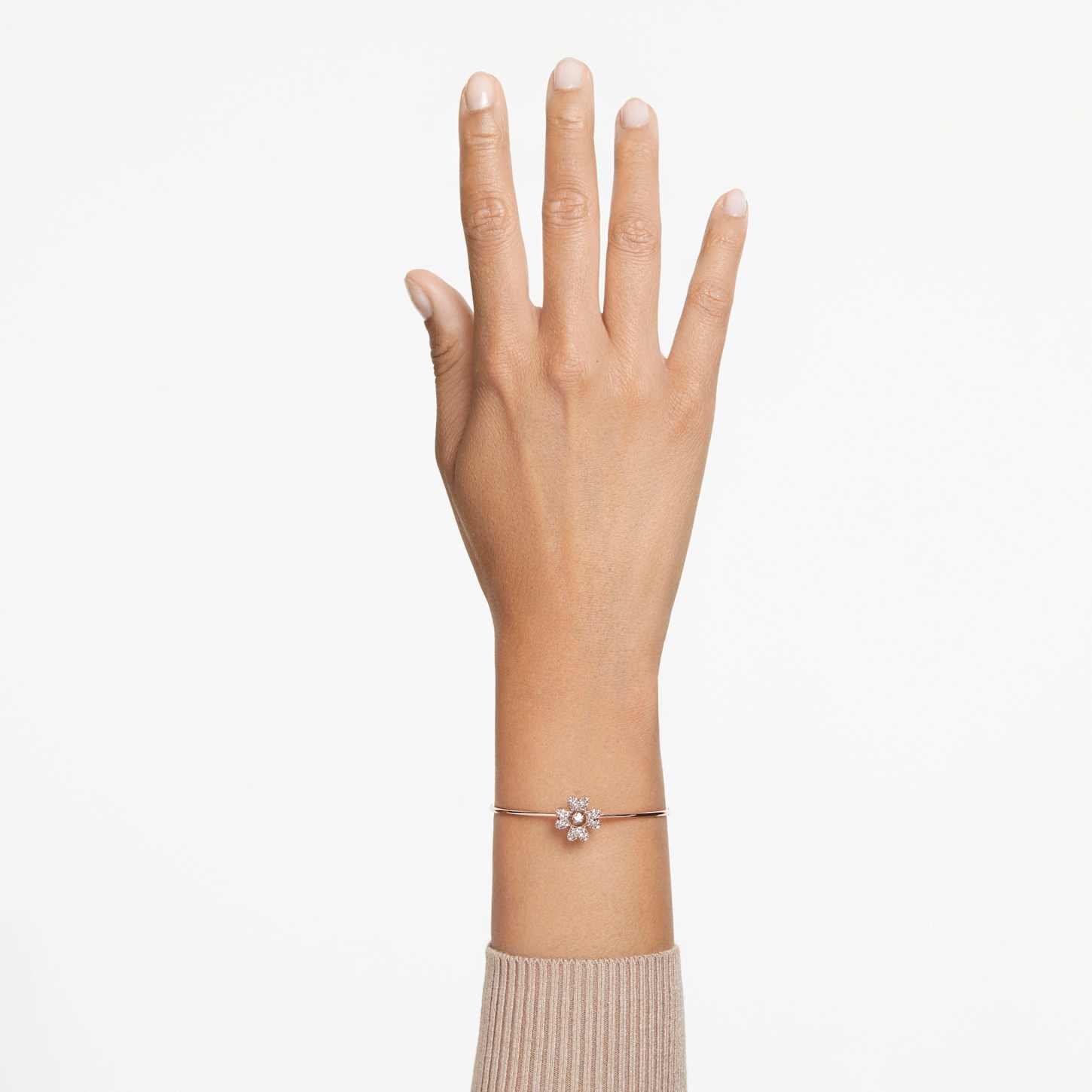 Idyllia bracelet, Clover, White, 18K rose gold finish | Swarovski
