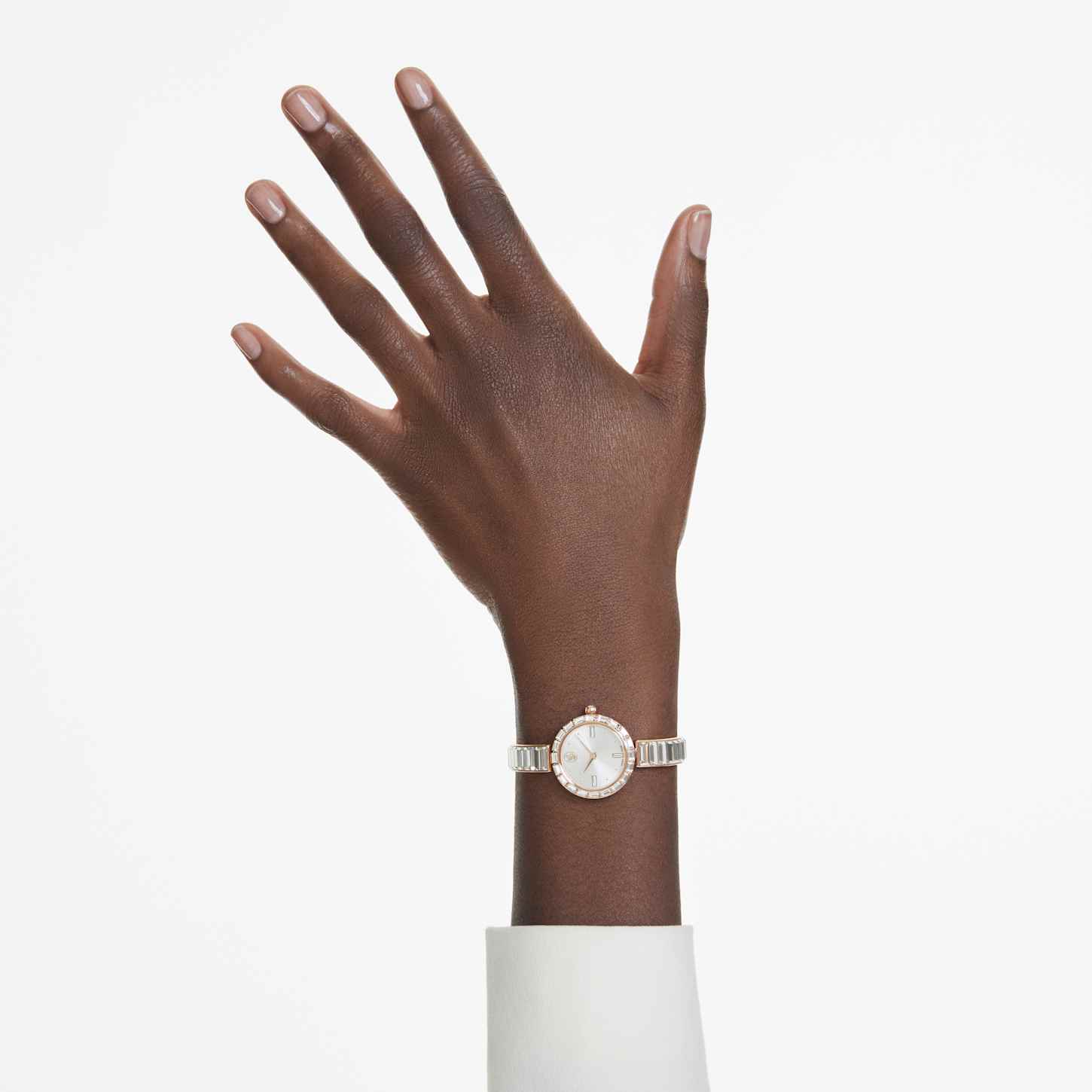 Matrix bangle horloge, Swiss Made, Kristallen armband, Wit