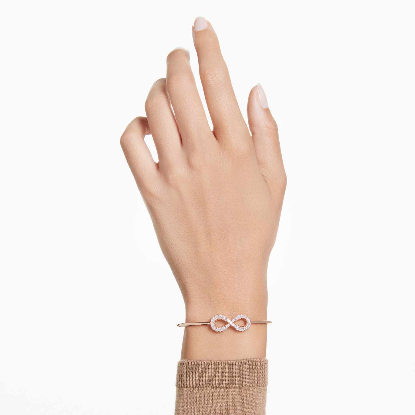 Hyperbola bangle, Infinity, White, Rose gold-tone plated | Swarovski Hyperbola bangle, Infinity, White, Rose gold-tone plated | Swarovski