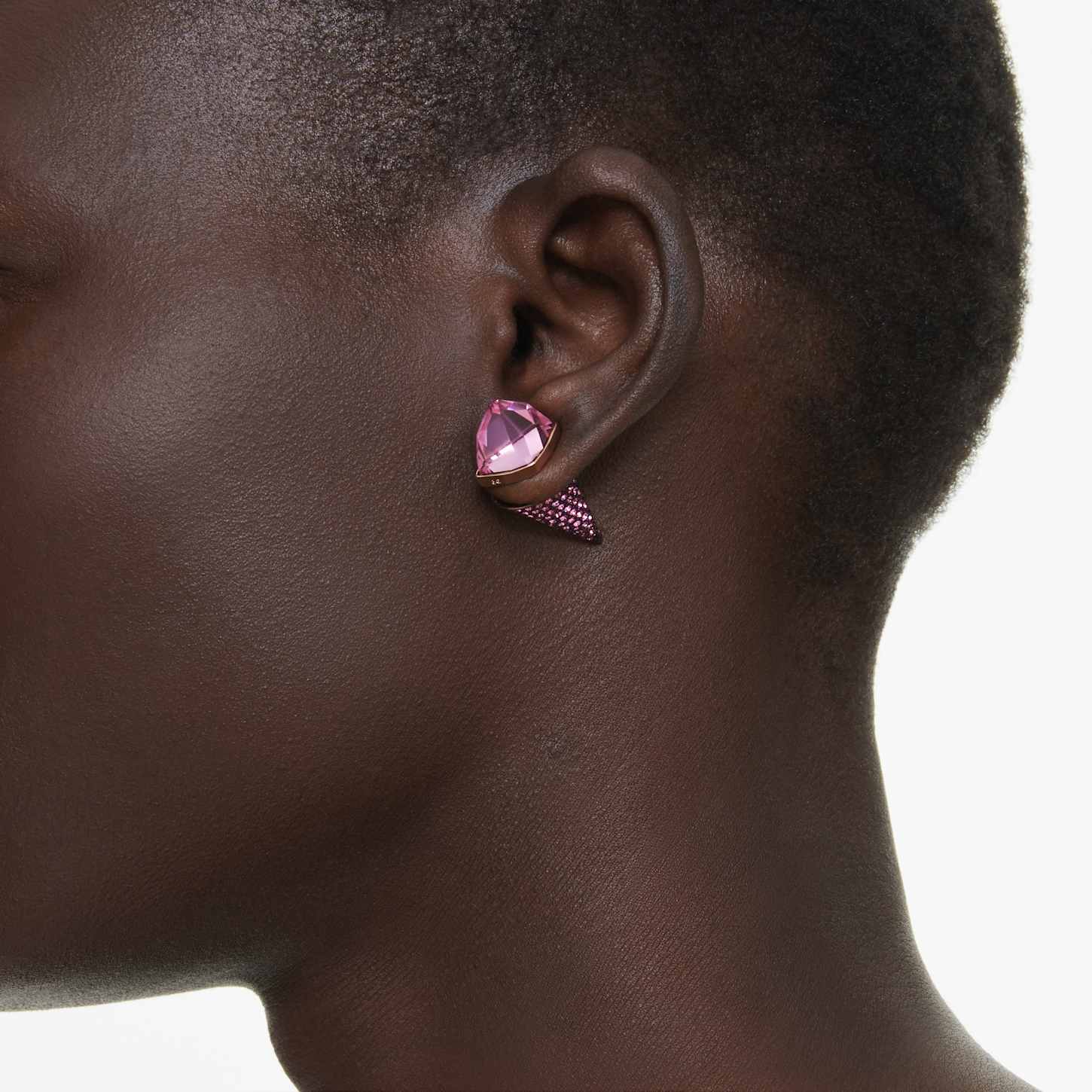 スワロフスキー　Lucent 片耳用 ピアス swarovski Lucent スタッドピアス, パヴェ, スパイク, ピンク, ミックスメタル