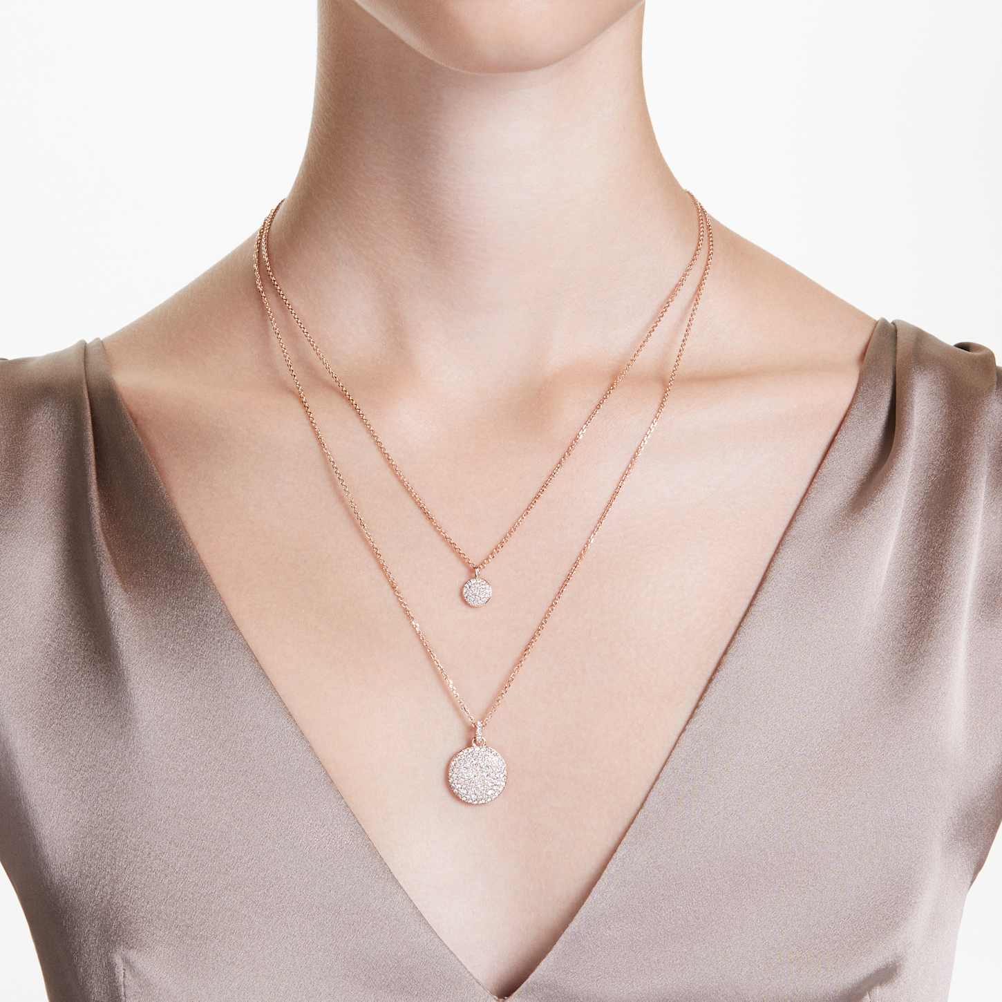 aphrodite様♡*.スワロフスキー♡シャンデリア♡ Sublima layered pendant, White, 18K rose gold finish | Swarovski